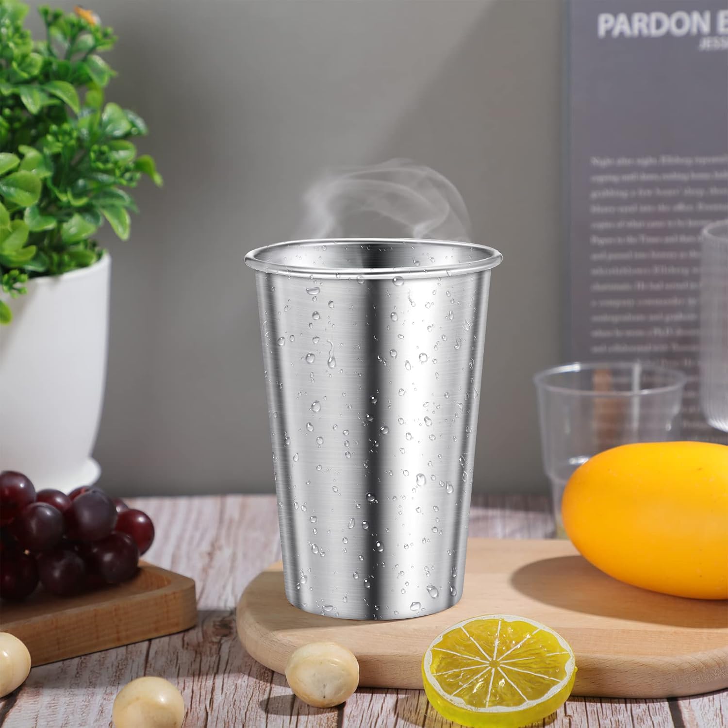 Honeydak 16 Pack Stainless Steel Cups 16 oz Metal Camping Cups Stackable Stainless Steel Pint Tumblers Shatterproof Drinking Glasses for Adults Travel, Outdoor, Camping, Everyday - Image 5