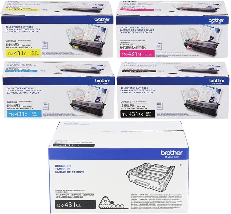 Brother MFCL8610CDW Toner Cartridge Set (TN431) with Drum