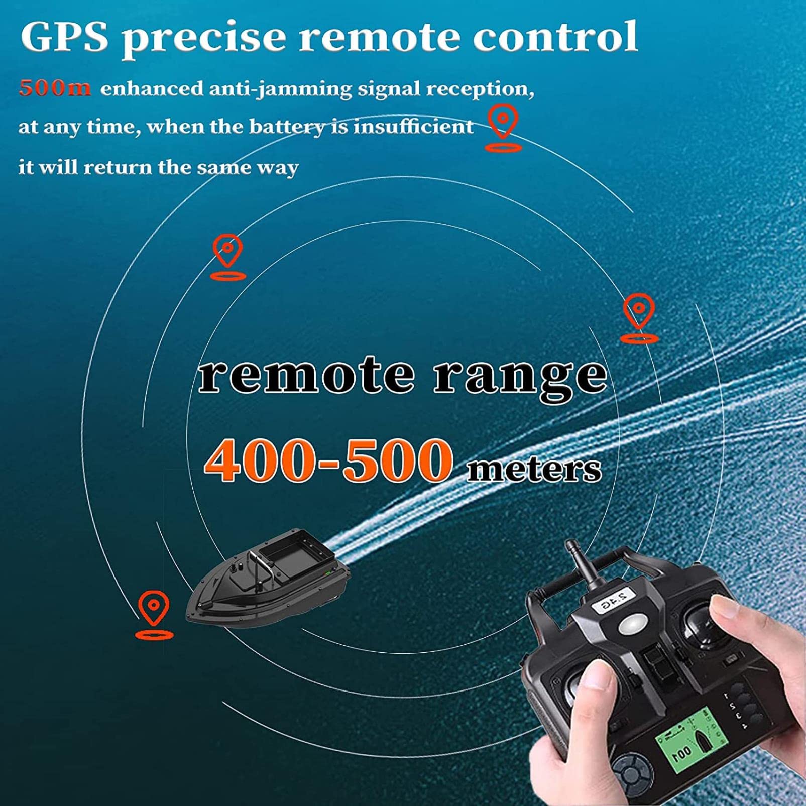 Barca Radiocomandata da Pesca, Barca Esca da Pesca, Barchino Carpfishing con GPS per Appassionati di Pesca e Piscicoltori, Carico 2 kg, Batteria 5200/9600mAh