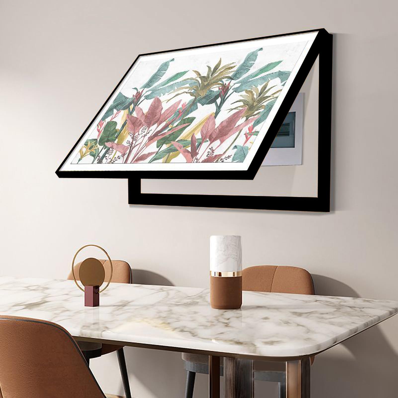 Dekoracyjna osłona panelu elektrycznegoStylowa skrzynka bezpieczników montowana na ścianie i pokrywa wyłącznika panel przełącznika korektor czarny design 50 x 40 cm / 19,7 x 15,7 cala do dekoracji