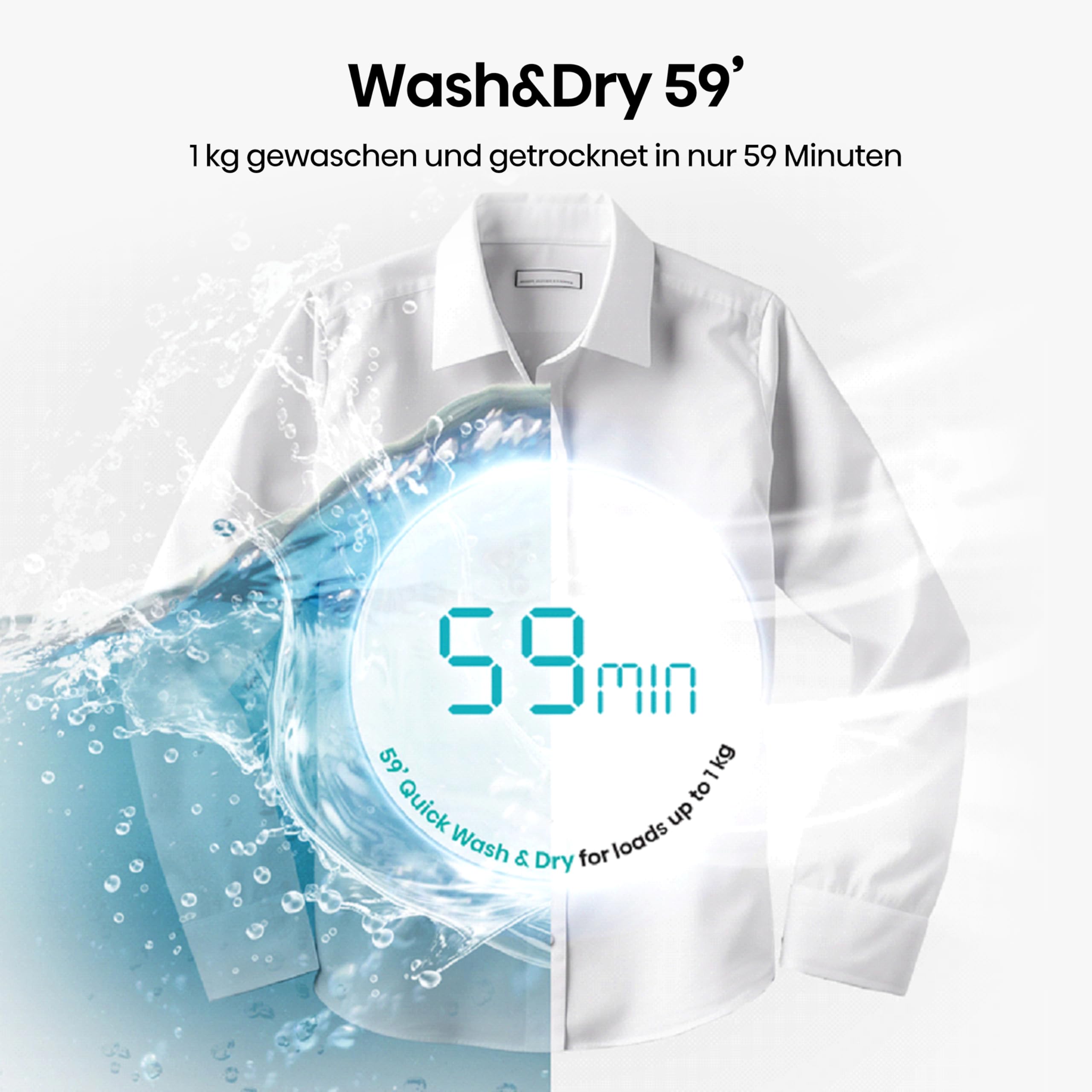 Hisense WD1I8042BWP2 Waschtrockner, 8 Kg, 1400 U/Min, 15 Programme, Automix-Waschmittelschubfach, Pure Jet, Wash&Dry 59', Eco Refresh, Schnellwaschgang, Dampffunktion, Anti-Allergie, EEK A-D, Weiß