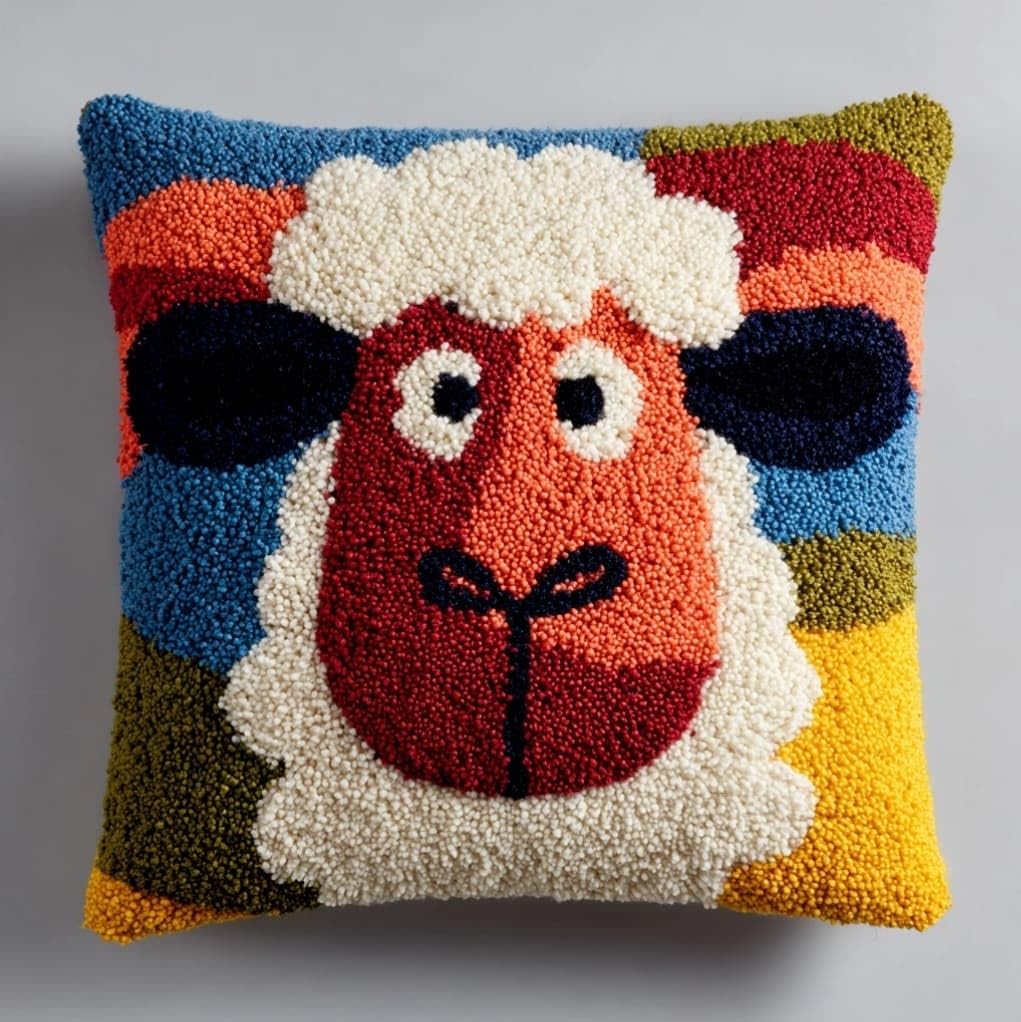 Axiangzik Cartoon Sheep Latch Hook Pillow Kit,