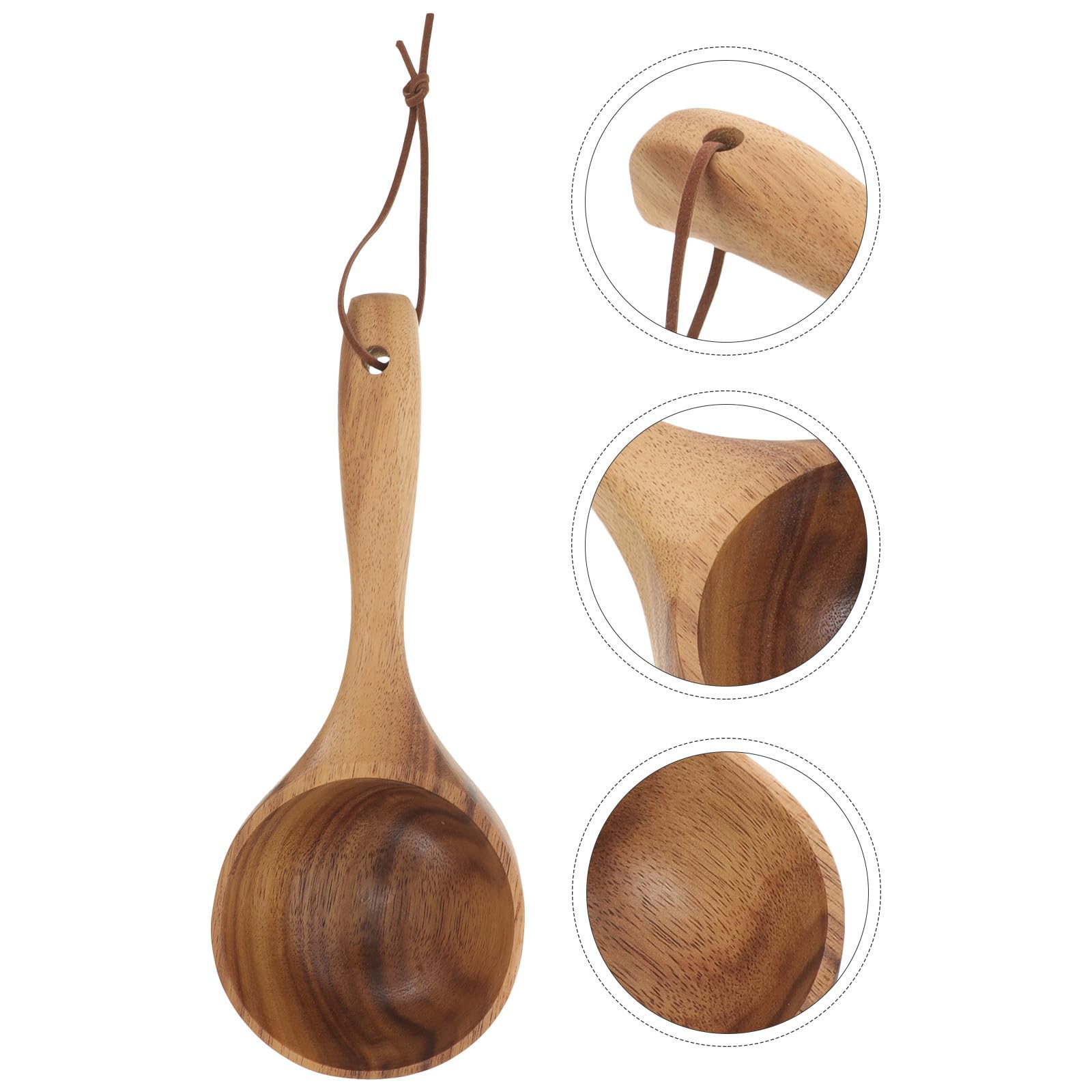 Cucharón de Agua para Baño de Madera Marrón Diseño Ergonómico y Práctico, Accesorio Adecuado para Sauna y Riego en Jardín