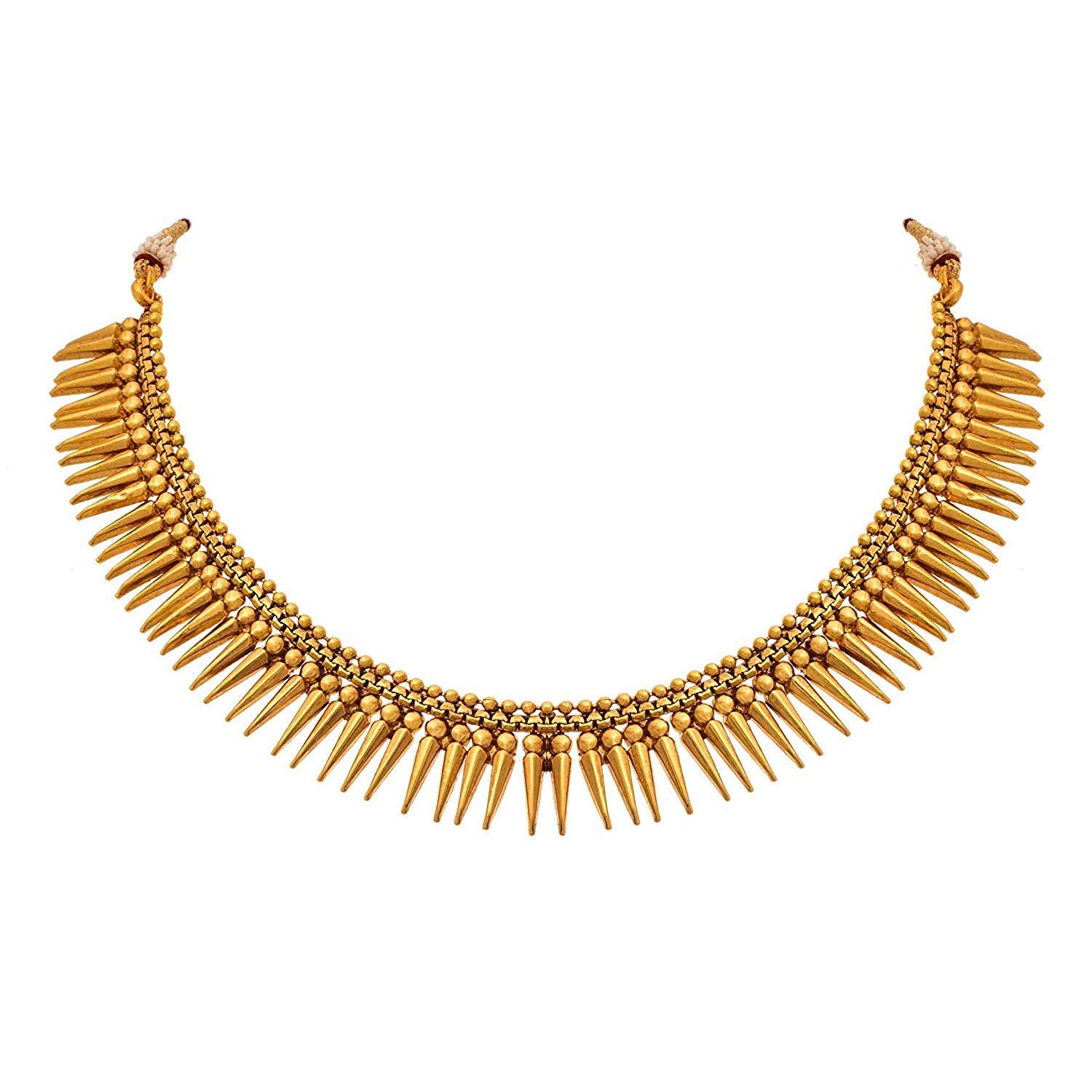 JFLJewellery for Less 1g Gold Plated Sharp Spike Necklace Set with Earrings for Women