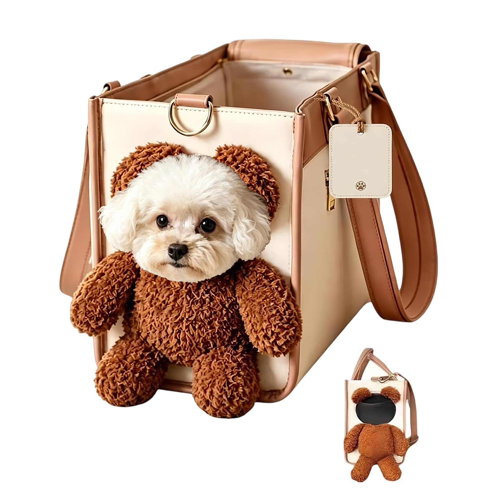 Borsa per Cani,Borsa Cane,Borsa Porta Cane，Marrone：S