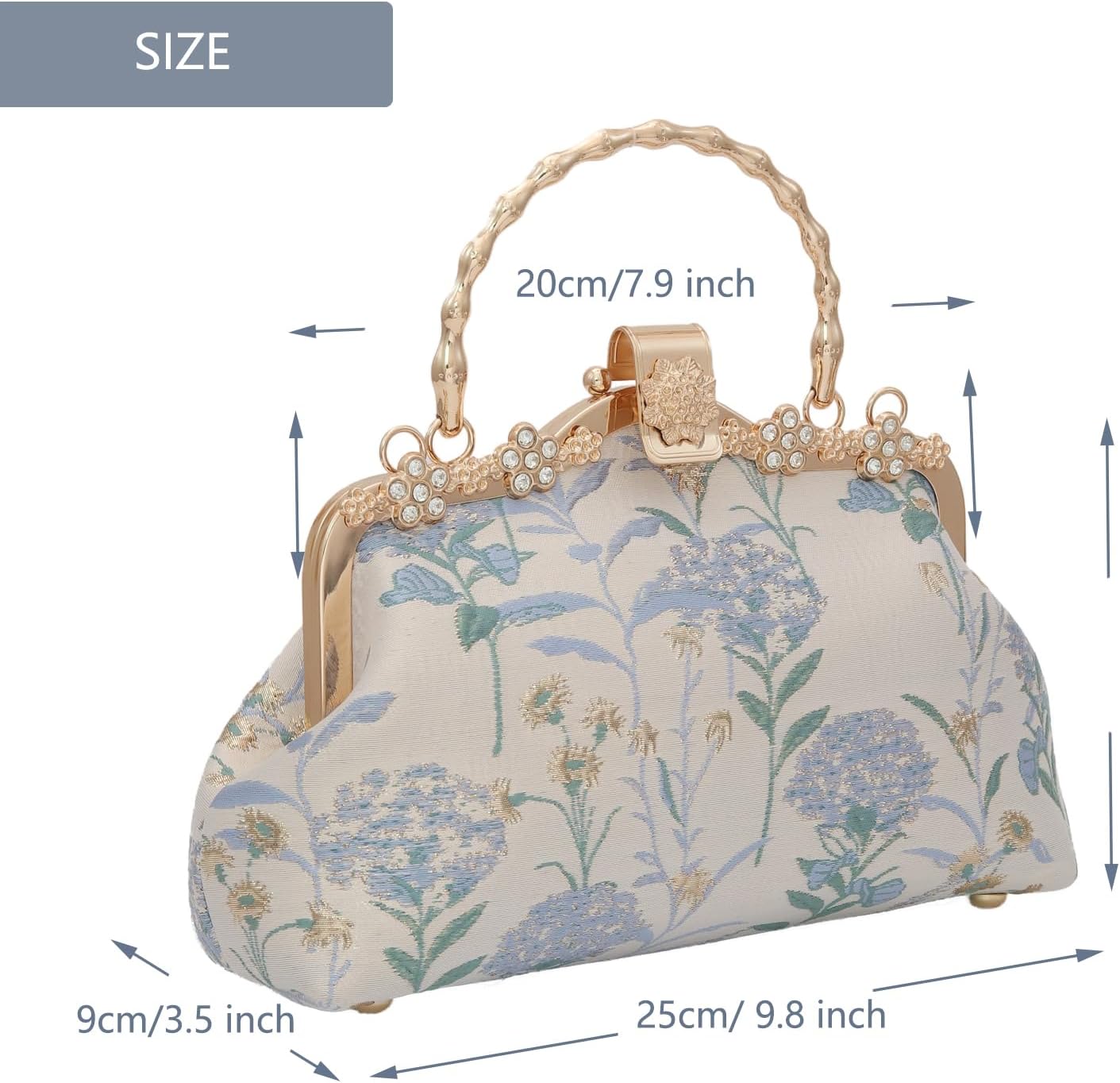 YeBon Retro Shoulder Chain Messenger Clutch Chinese Style Embroidered Jacquard Women's Evening Bags - Image 3