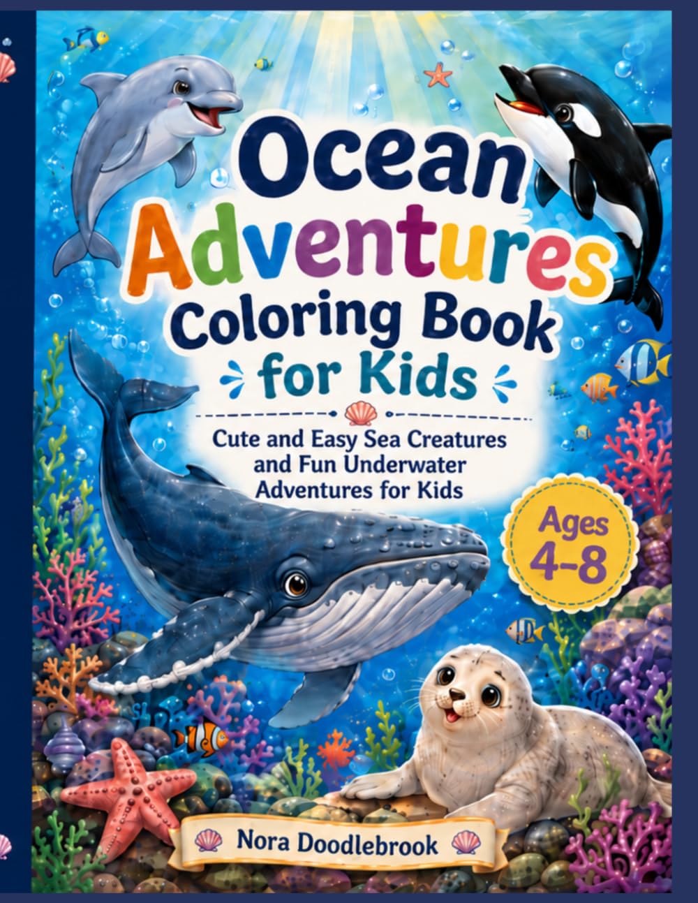 Ocean Adventures Coloring Book for Kids: Cute and Easy Sea Creatures and Fun Underwater Adventures for Kids