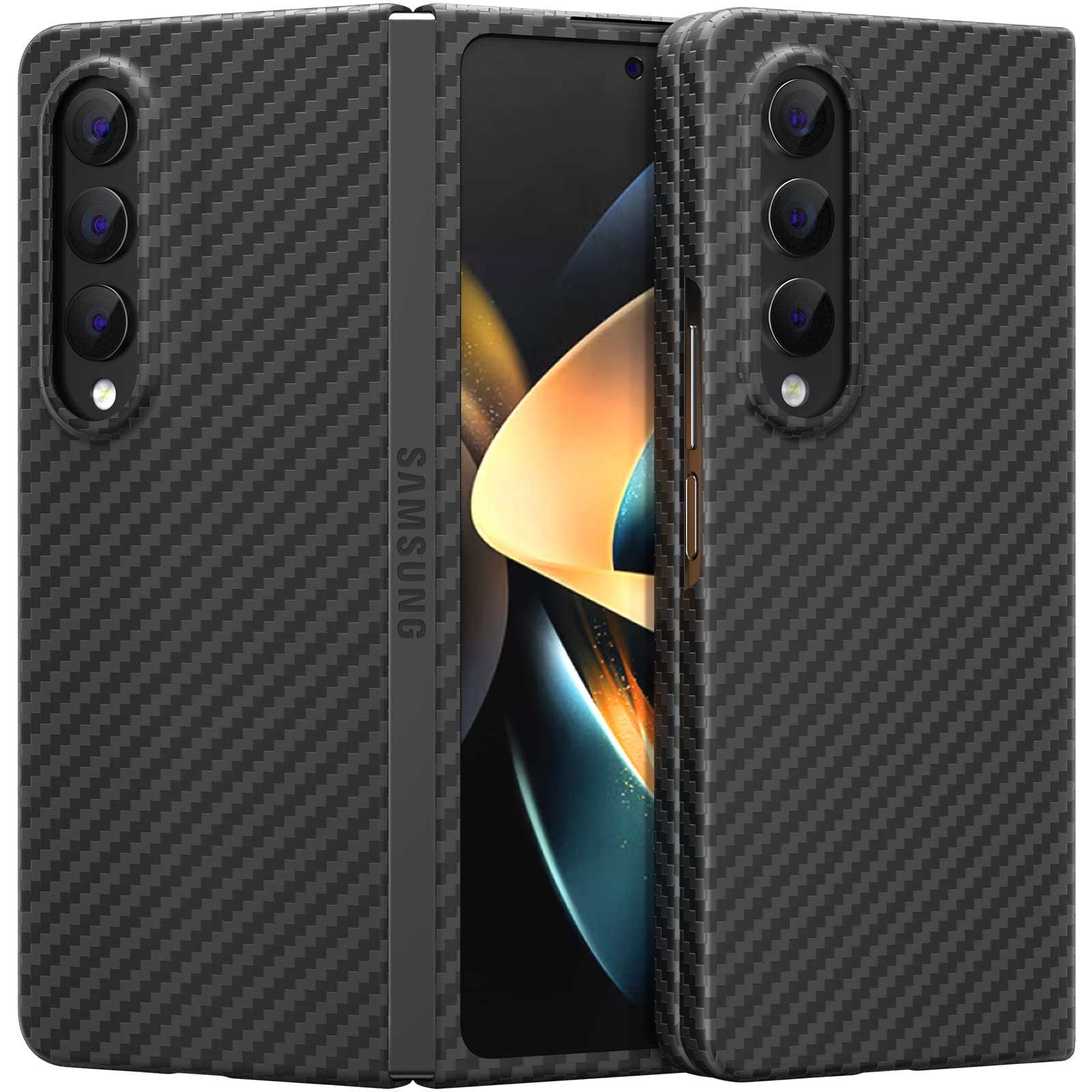 Case for Samsung Galaxy Z Fold 3, Real Aramid Fiber Lightweight with Full-Body Dual Layer Rugged Shookproof Case for Samsung Z Fold 3 (Galaxy Z Fold 3, Black)
