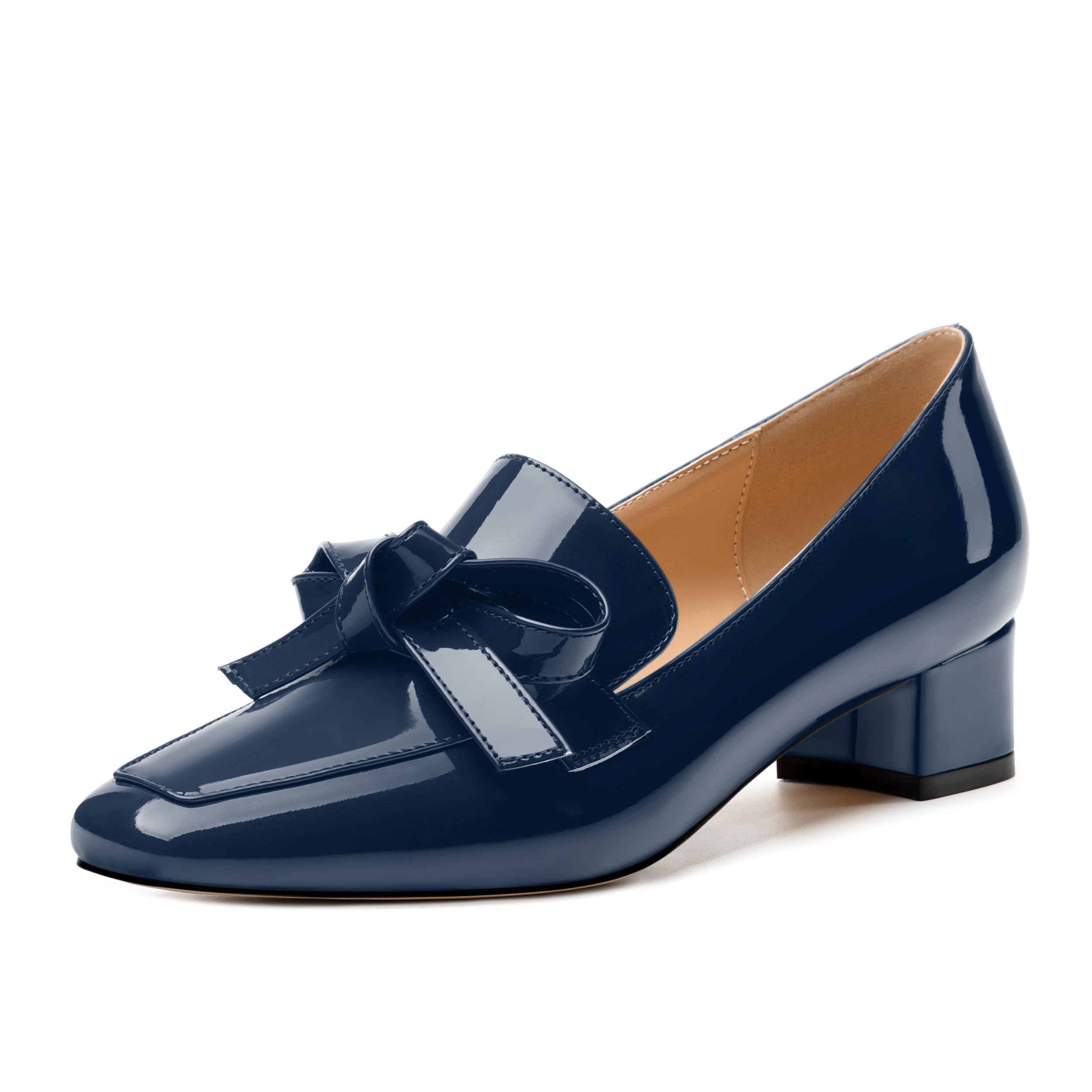 Womens Loafer with Heel, Comfortable Chunky Heels for Women, Loafers Shoes with Bowknot Womens Bunion Dress Shoes