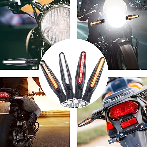 Miniatura 8 de Luces intermitentes para motocicleta, 4 unidades, luces indicadoras delanteras y traseras LED, luz de freno diurna para motocicleta universal,