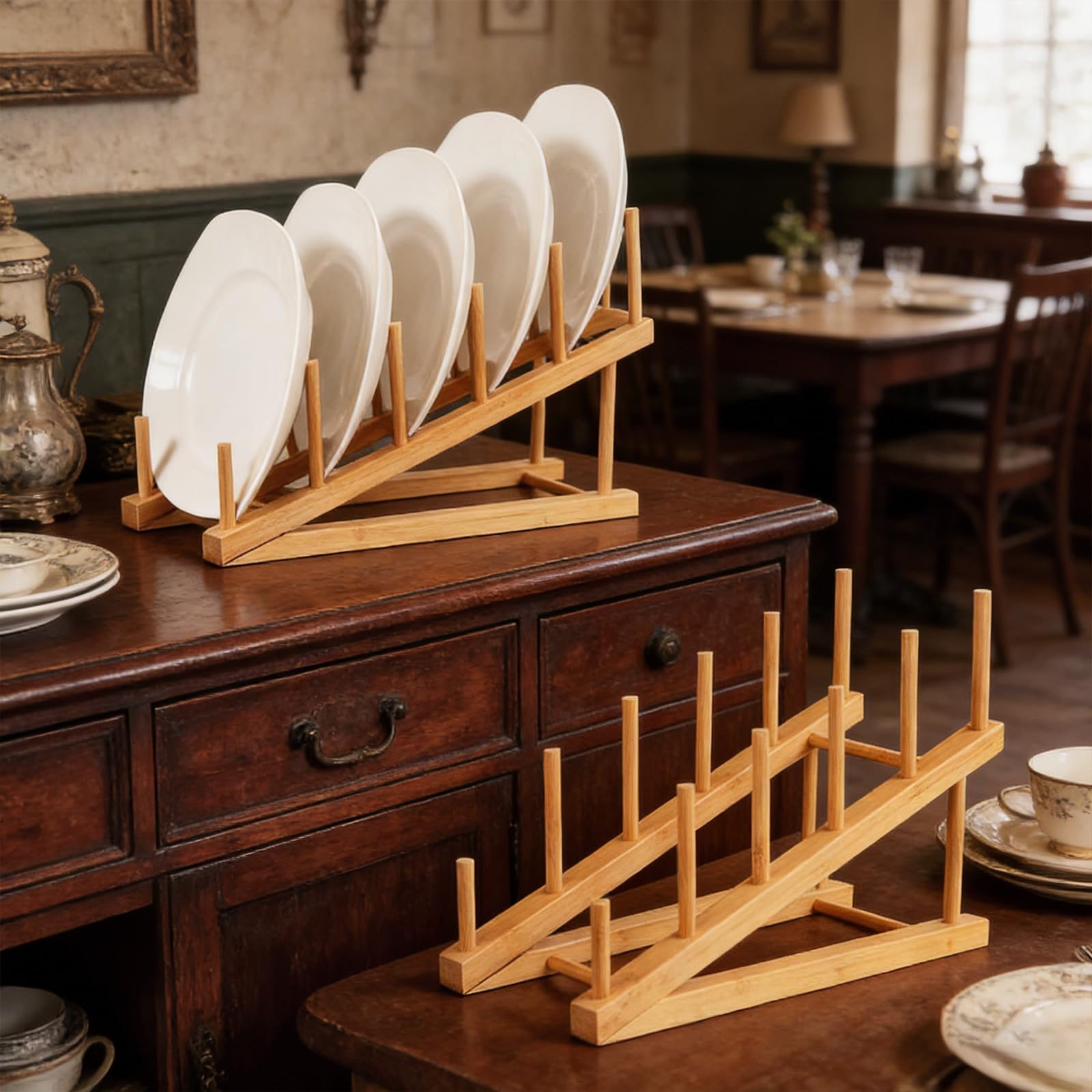 Porte-assiettes en bois pour présentation