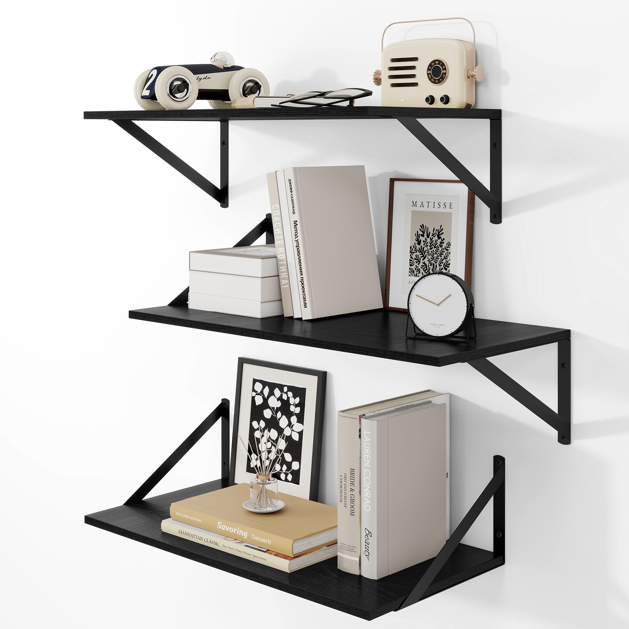 Heimlove Black Floating Shelves - Set of 2 -10