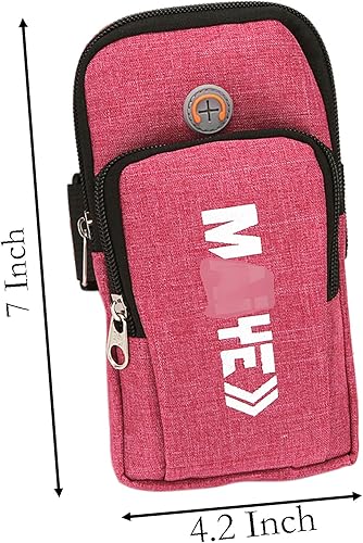 Miniatura 2 de Brazalete para teléfono celular con 2 bolsillos, 7 x 4.2 pulgadas, amplia, para correr, caminar, deportes y montañismo (rojo)