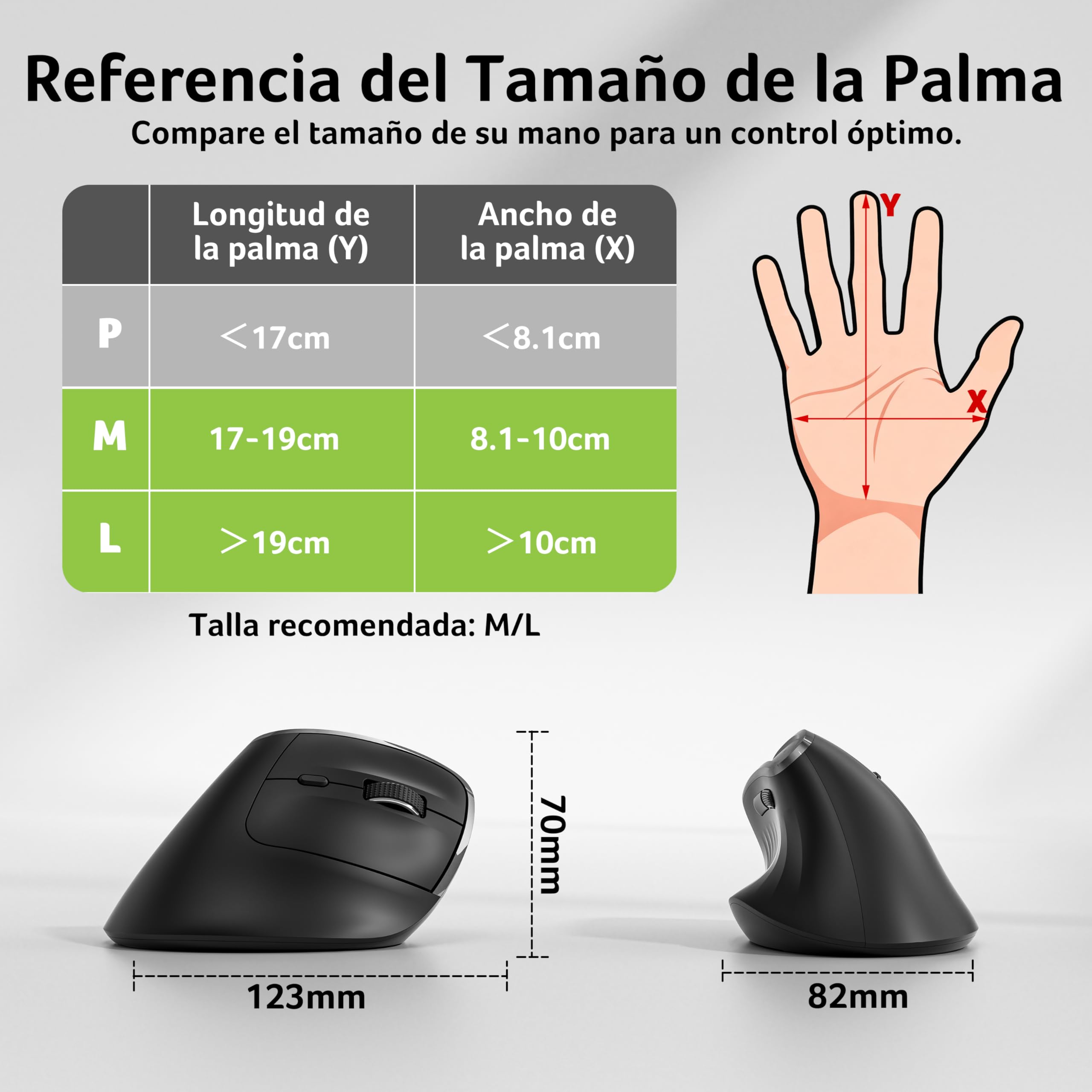 Acer Ratón Ergonómico 2.4G, Ratón Vertical Inalámbrico 1600 dpi | Wireless Mouse Recargable con Receptor USB-A para PC y Portátiles, Compatible con Windows, macOS, Linux, etc.