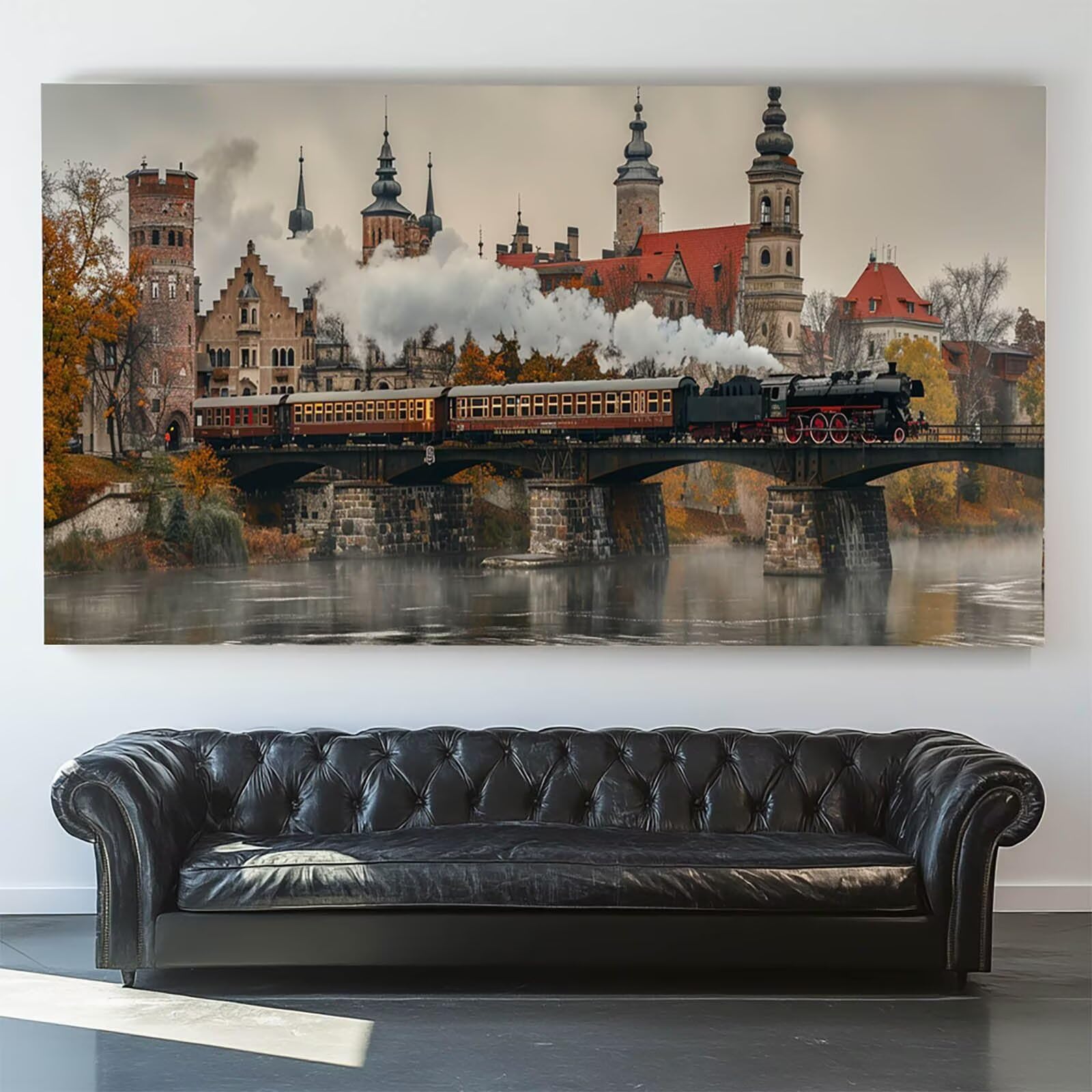 Pintar por Numeros Adultos Tren, Pintar por Numeros Niños Kit Manualidades Adultos Ciudad Cuadros para Pintar por Numeros Pintura Acrílico, Cuadros Decorativos Regalos Para Mujer 80X160cm 7w-M-7