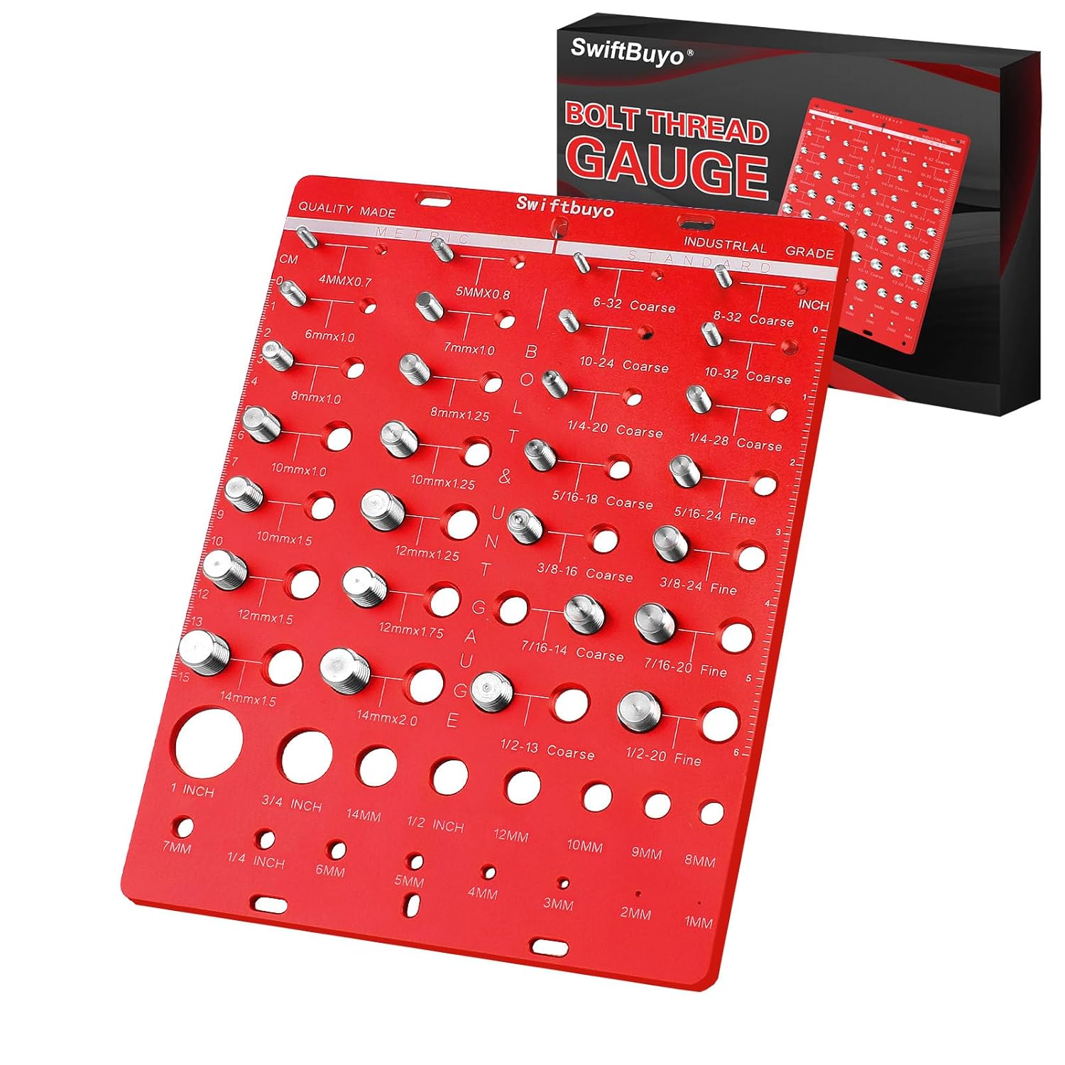 Swiftbuyo 44 Nut and Bolt Thread Checker, Identifier Gauge, Thread Checker Standard and Metric