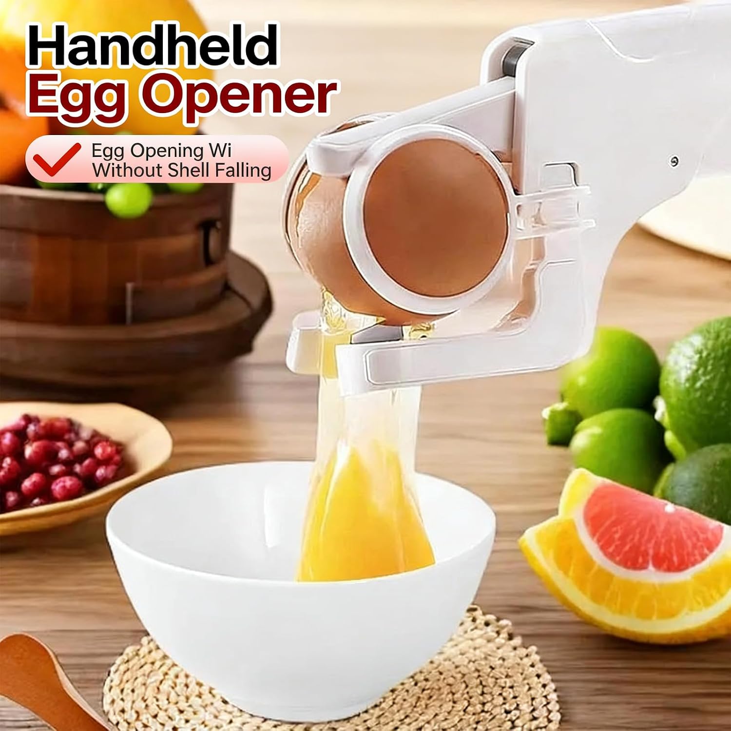Efficient Eggs Breaker Separator Stainless Steel Handheld Cracker with Ergonomic Handle for Fast Kitchen Preparation Baking Assistant Tool