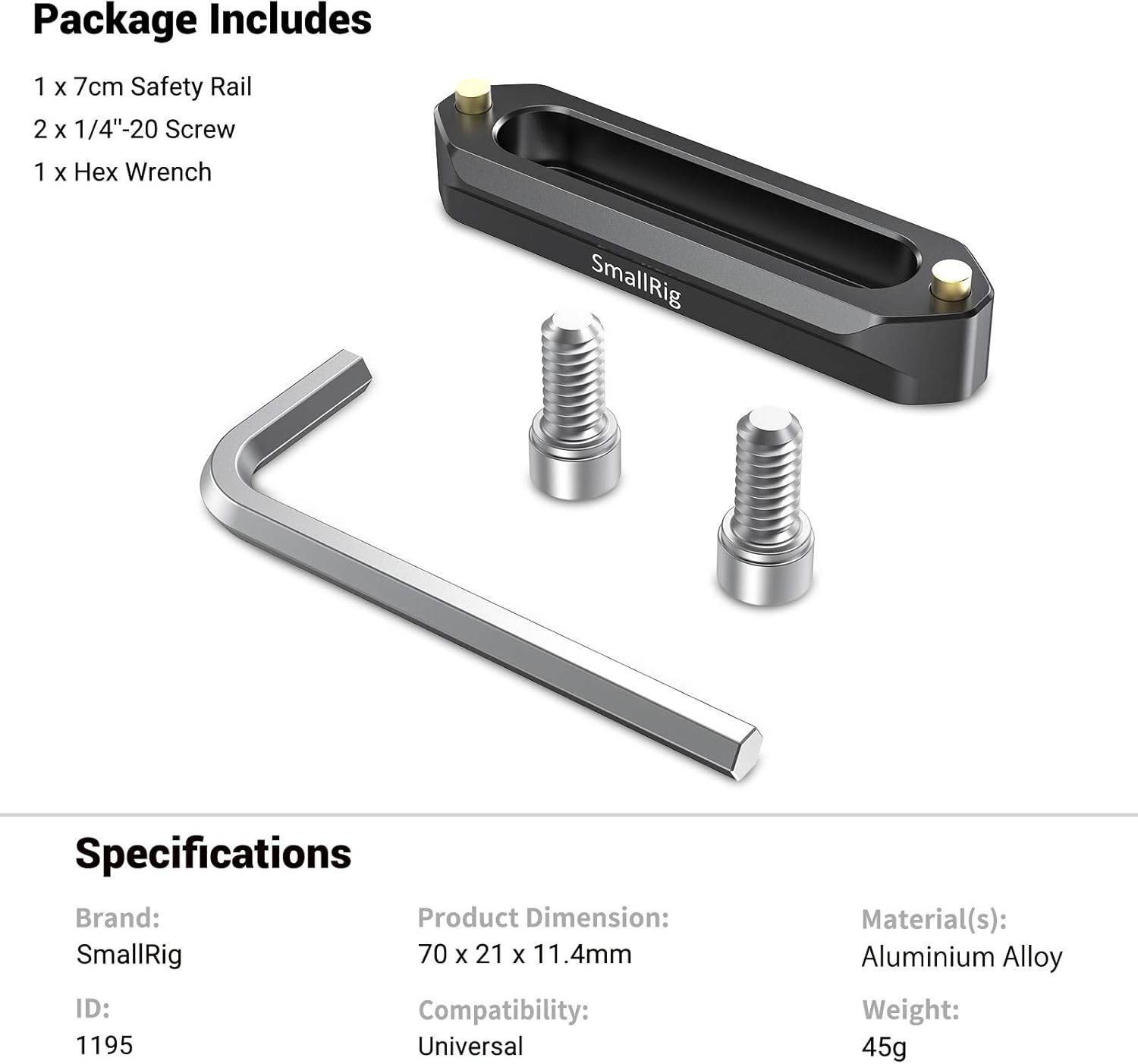 SmallRig NATO Rail, Quick Release Safety NATO Rail, 7cm Long with Spring Loaded Pins for RED/BMD - 1195 - Image 7