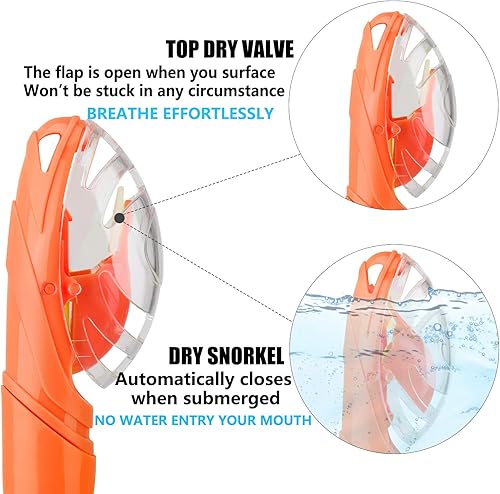 Miniatura 4 de Aegend Esnórquel seco, máscara de buceo fácil de respirar, esnórquel para buceo, buceo, natación, con válvula seca superior y boquilla de silicona