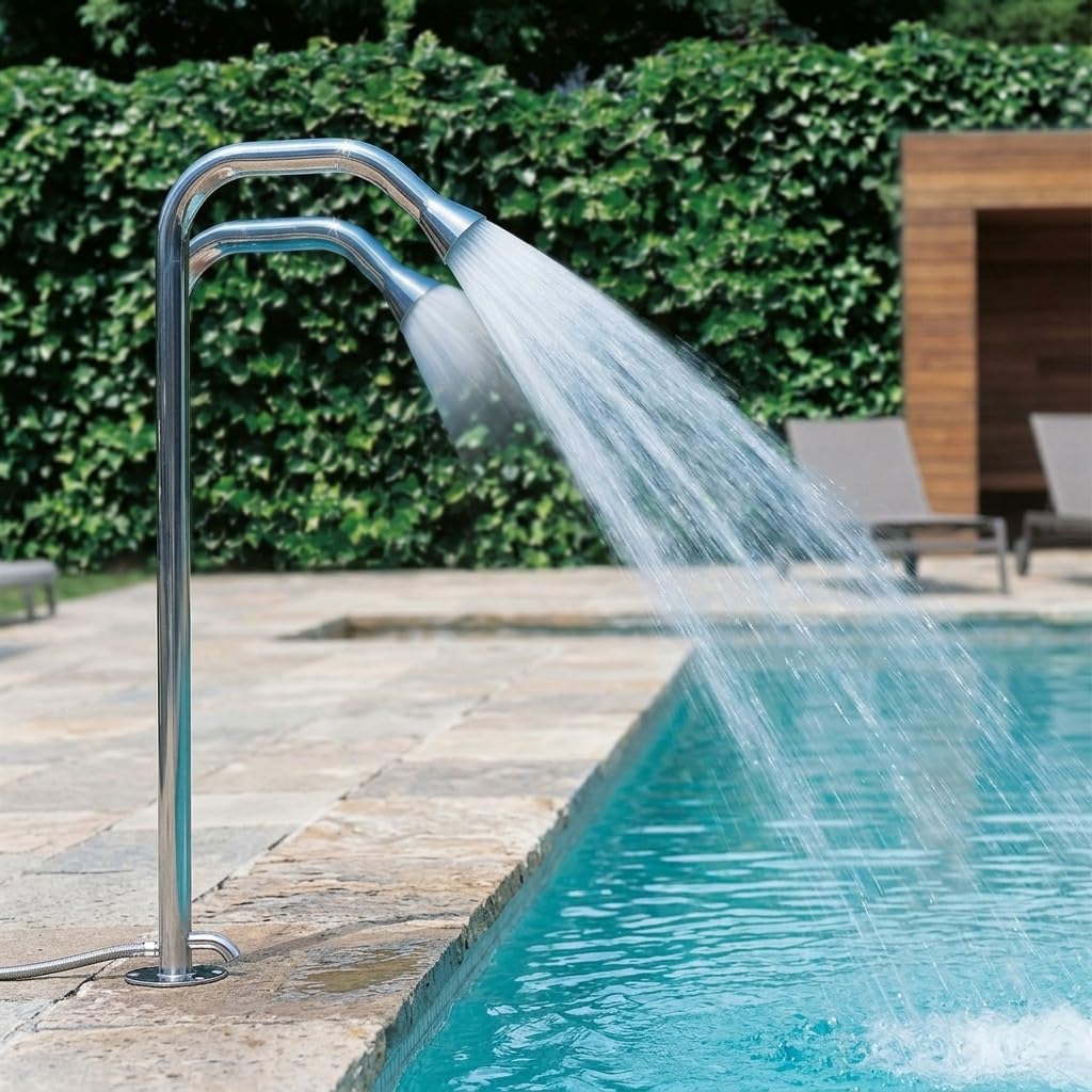 Suinga Cañón de Agua para Piscina | Acero Inoxidable AISI-316 Pulido Altura 1,2 m | Efecto Decorativo y Relax para SPA | Chorro Potente y Resistente para Uso Exterior