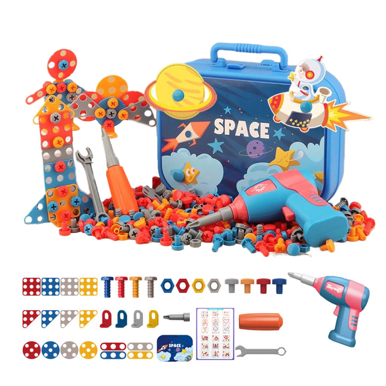 KTUXZCI Toolbox For Tiny Craftsmans Kids for Creative Puzzle Toy Ages,B