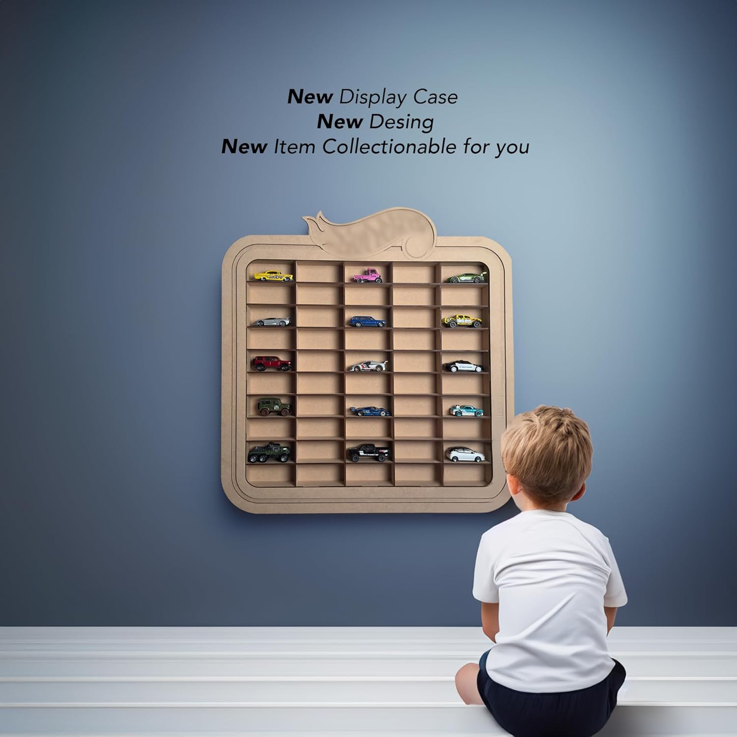 ALEJANDRO CORTES Premium Display Case: Special Edition for 1/64 Diecast Cars (Holds 50 Loose Cars - Wall-Mounted MDF) (1, Clasico)