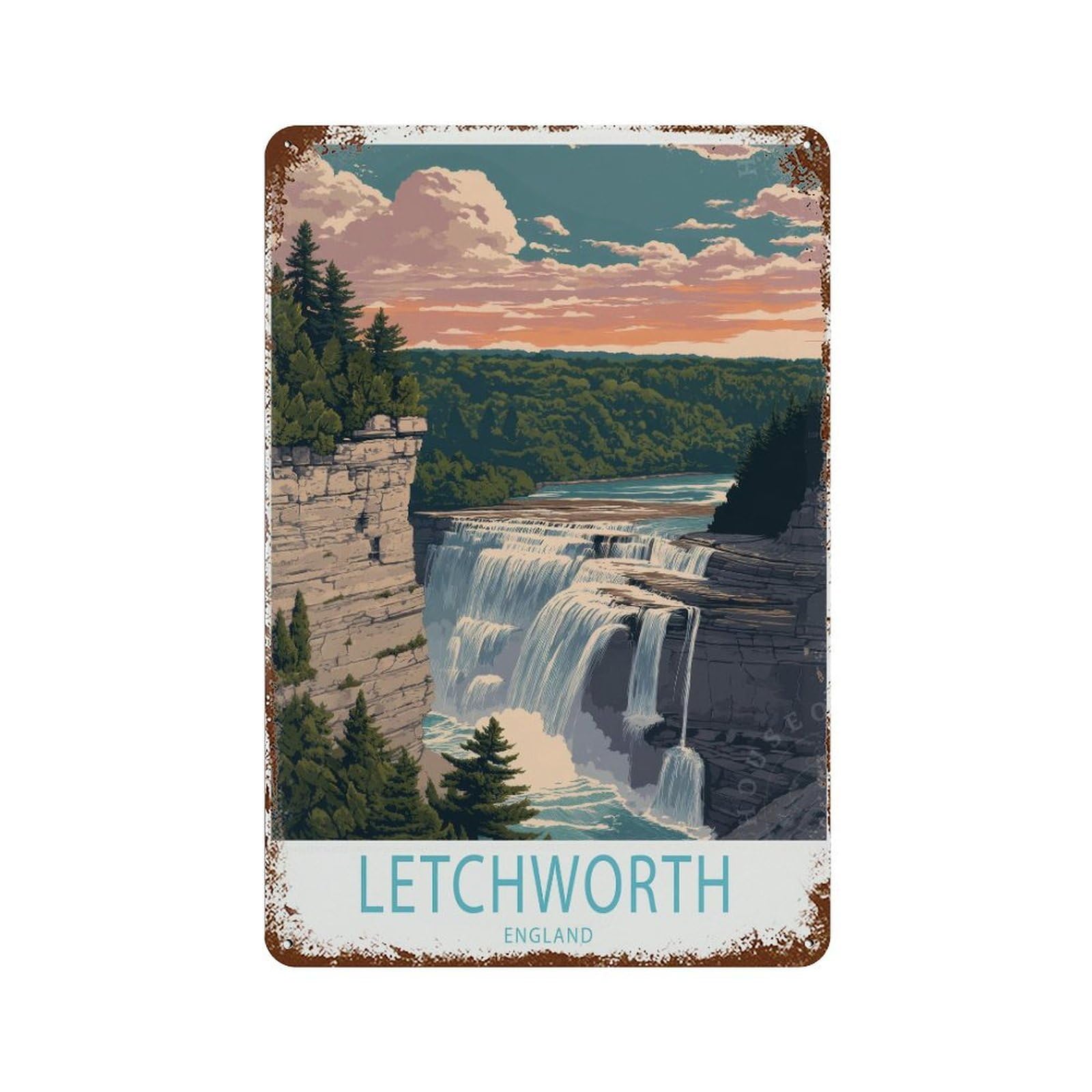 xiaoxiaoshen Letchworth England Travel Birthday Present Wall Decor Art Metal Tin Poster Modern Home Decor Art Home Bar Shop Decorations Vintage Sign 30x20cm