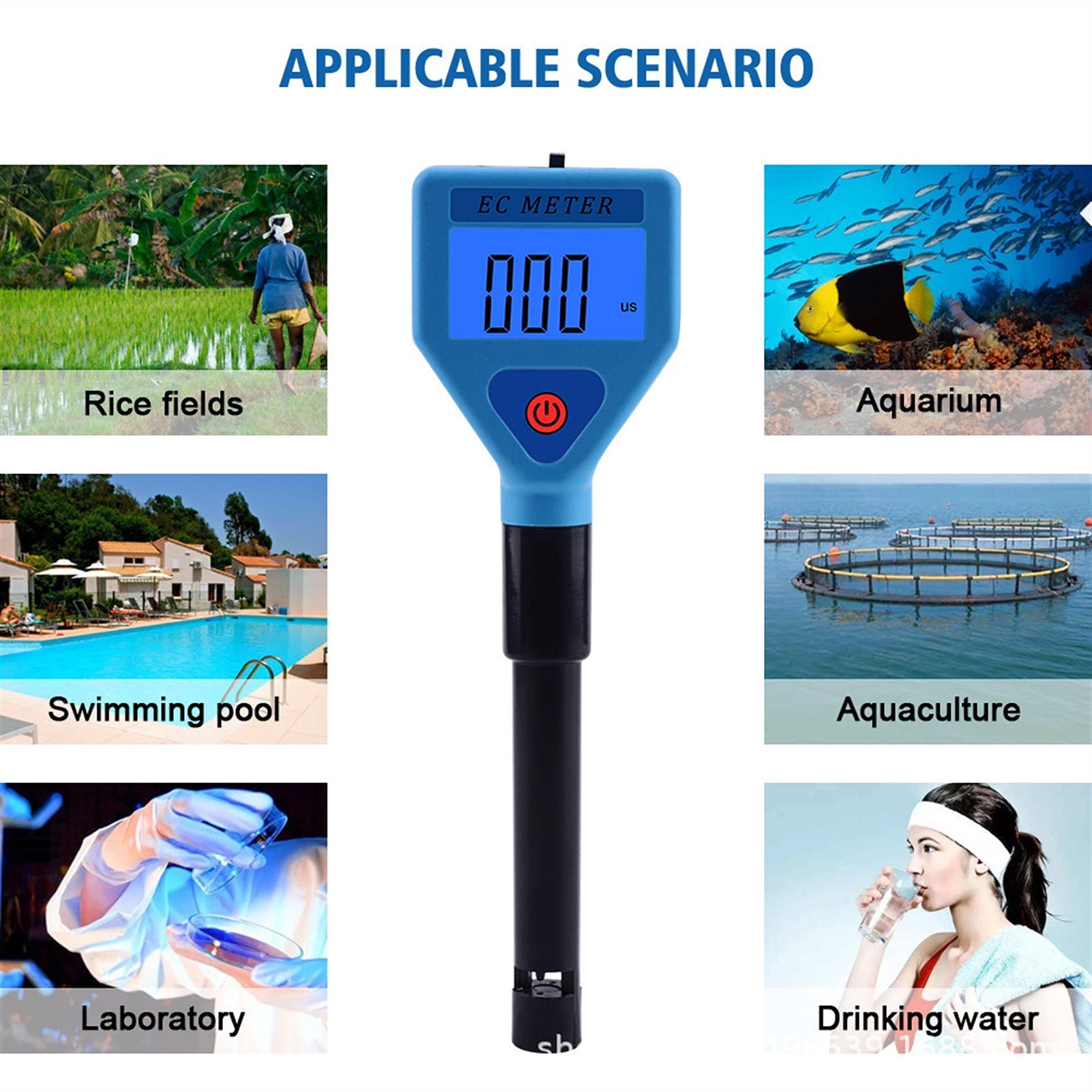 Probador de pH del agua, Analizador Portátil De Calidad Del Agua, Probador Pantalla Digital, Medidor Conductividad Acuario, Medición Rápida,para agua potable,
