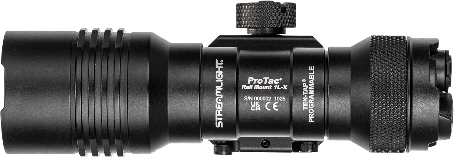 Streamlight 89024 ProTac Rail Mount 1L-X Pro 500-Lumen 18,000-Candela Rechargeable Capable Weapon Light with CR123A Batteries, Picatinny and M-LOK Compatible, Black