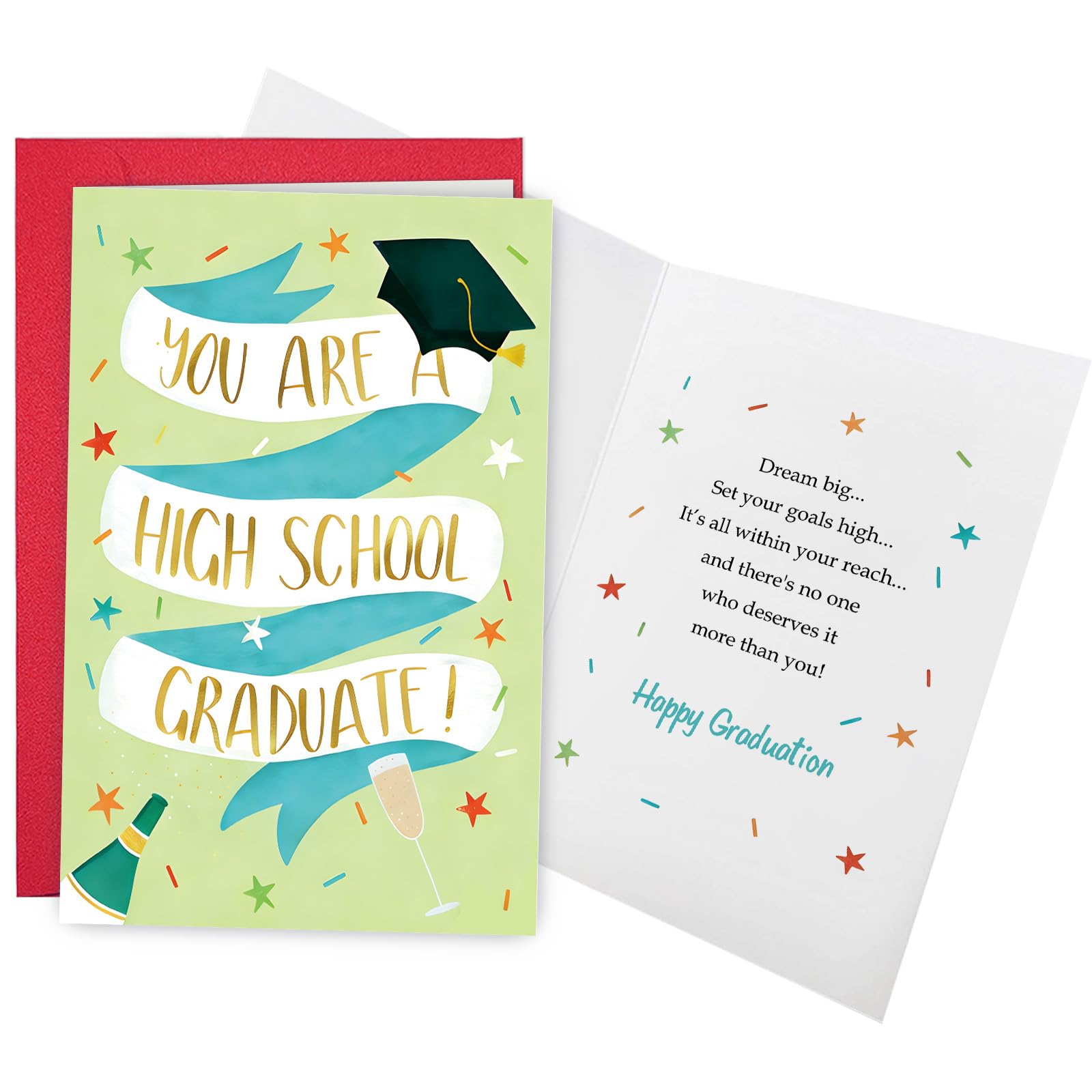 Ogeby Funny High School Graduation Card for Boy Girl, Inspirational Congratulations Card for High School Graduate, Happy Graduation Gift : Office Products