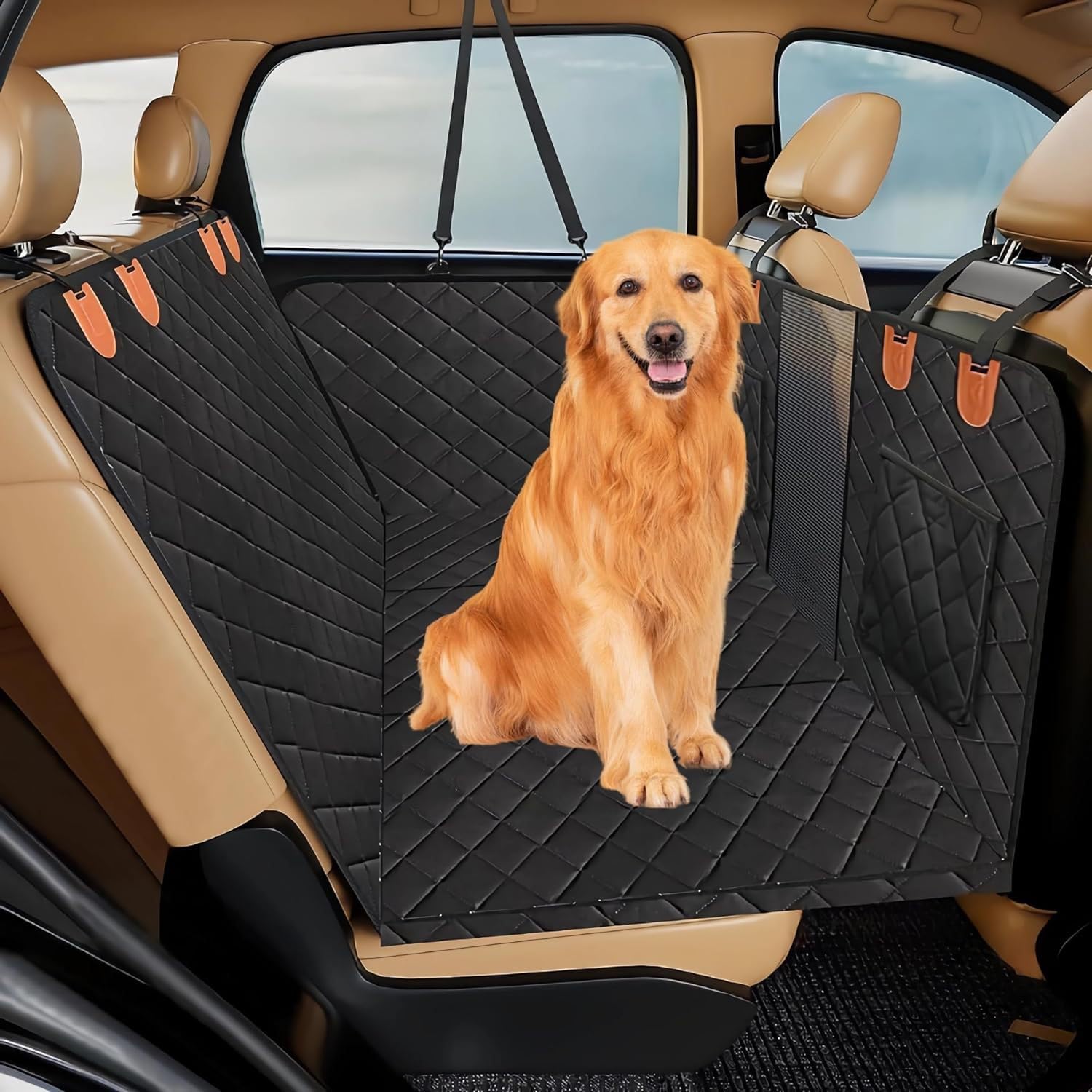 Coprisedile Auto Con Fondo Rigido Per Cani,Dog Car Seat Cover,Estensione Del Sedile Posteriore Per Cani,Coprisedile Auto Per Cani Telo Posteriore Auto Per Animali Domestici Per Auto, Camion, SUV
