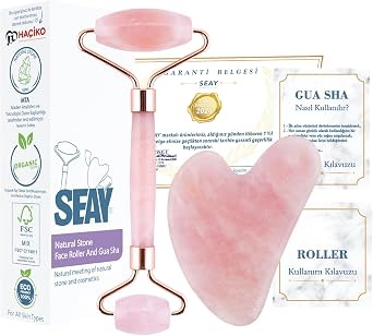 Seay Pink Quartz Quartz Face Roller & Guasha Facial Massager Set Massage Stone Natural Stone Premium