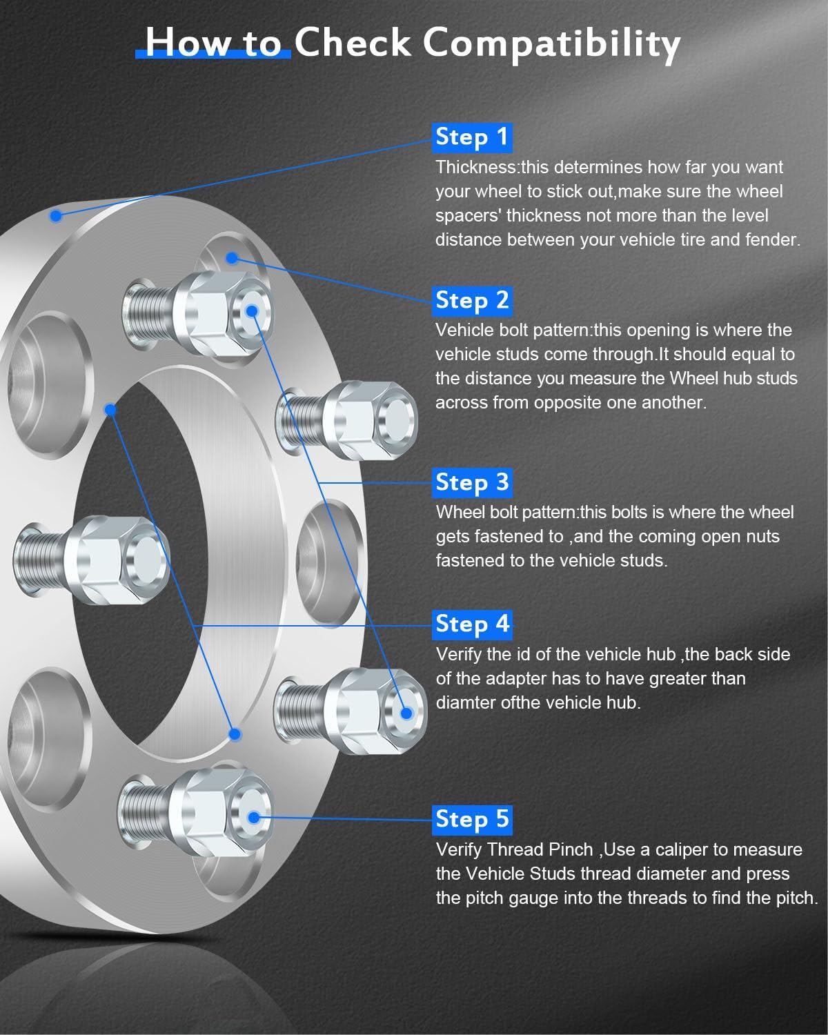 ECCPP 4PCS Change bolt pattern from 5x5 to 5x4.5 1 inch Wheel Adapters Conversion 5 Lug for Grand Caravan for Town & Country 2008-2014(NOT FIT Stock Rims Need AFTERMARKET Wheel 5X4.5 Bolt Pattern)