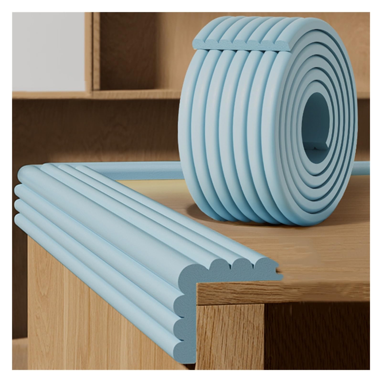 YNBSHGAA Foam edge protectors, W-shaped Furniture Corner Protector Strip For Kids Safety, Self-Adhesive Table Edge And Guard For Desk Worktop,Blue-10m/32.8ft