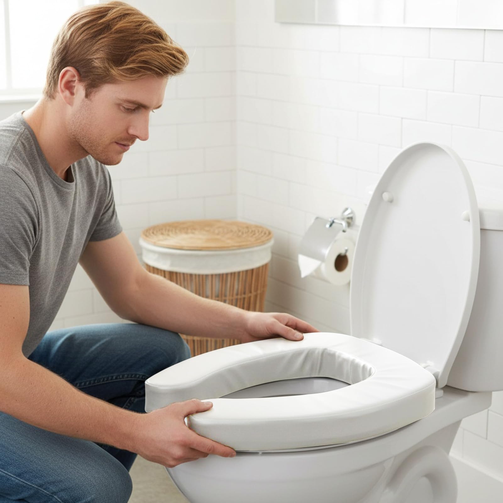 Toilettensitz Erhöher,Ergonomisch Wasserdicht Tragbar - Erhöhter Toilettensitz Für Senioren | Für Behinderte Schwangere Ältere Badezimmer Zuhause Reisen Krankenhaus Restaurant