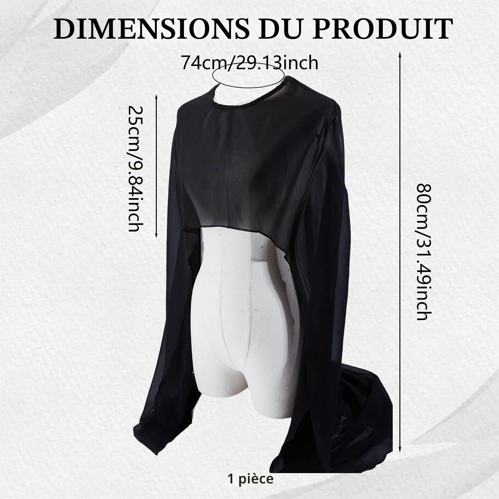 NICENEEDED Cape Longue en Mousseline pour Femme Poncho Fluide Asymétrique Transparent Ponchos Fluides en Maille pour Parer Une Robe de Soirée Capes