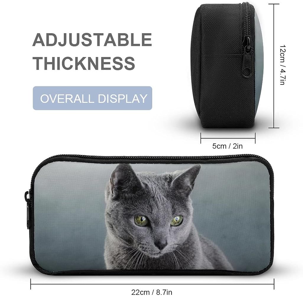Amazon.co.jp: ネコ ロシアンブルー 灰色 猫柄ペンケース 筆箱