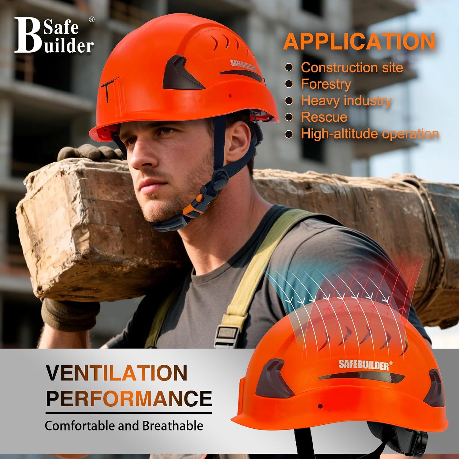 SAFEBUILDER G2C Safety Helmet ANSI Type 2 Class C Hard Hats Vented EPS Liner Lightweight for Construction Work at Height Rescue Industrial OSHA