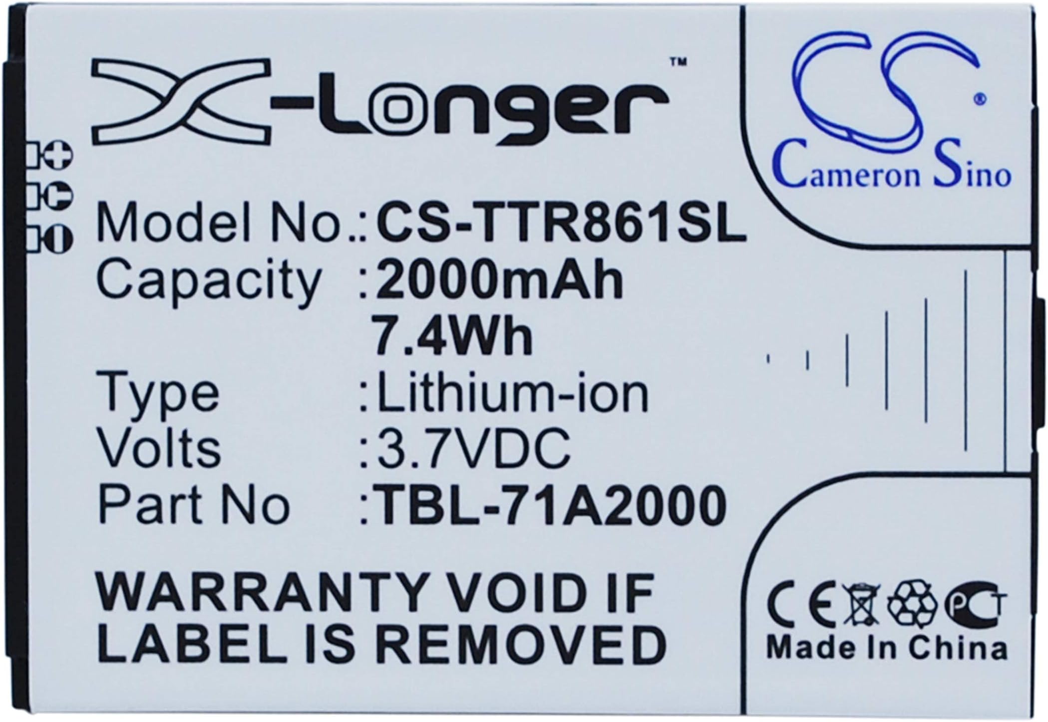 3.7V 2000mAh TBL-71A2000 Battery Replacement for TL-TR761 TL-M7300 TL-TR861 M7200 TL-M5350 M5350 M7350 Ver 5 M7350 Ver 5.1 M7300 M5250 ver 1.0 M7200 ver 1.0