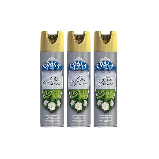 Kit 3x Odorizante de Ambiente Aerosol Coala 400ml – Escolha a Fragrância (Chá Branco)