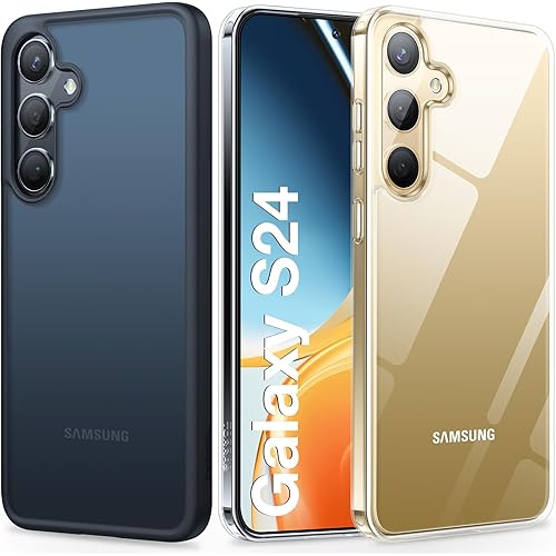 TORRAS Shockproof for Samsung Galaxy S24 Case 6.2", 12FT Military Grade Drop Tested, Translucent Matte Hard Back & Soft Edge Thin Slim Protective Galaxy S24 Case 5G Guardian Series, Clear