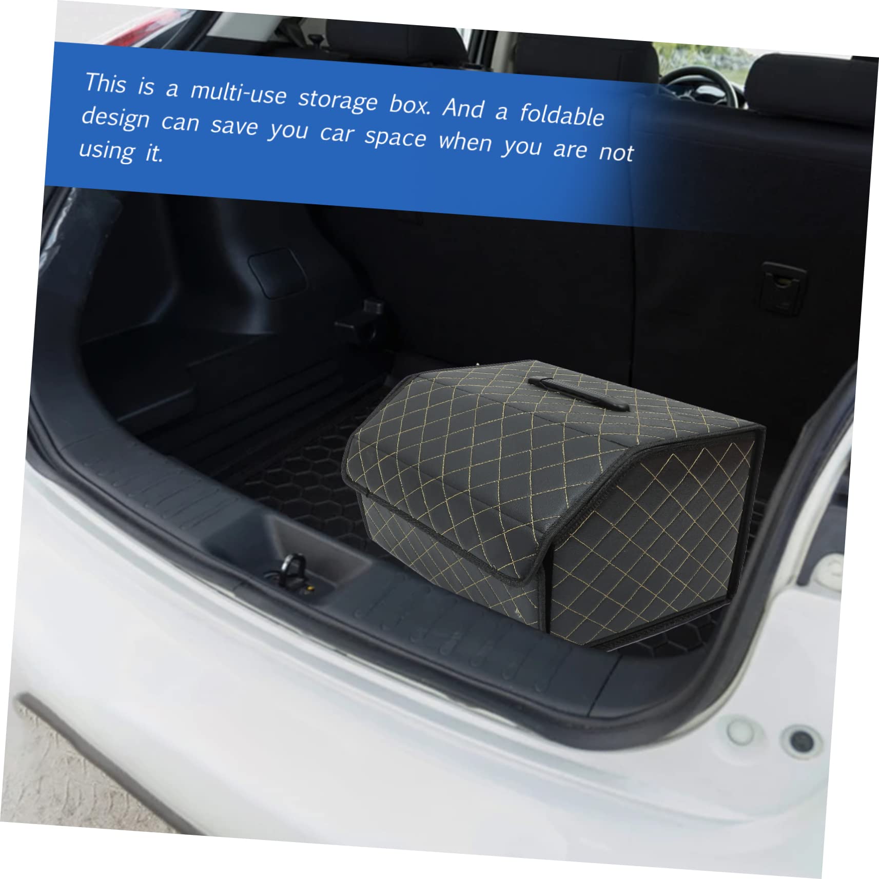 PRETYZOOM Caja de Almacenamiento para Coche Organizador Plegable de Cuero para Maletero de Coche para Viajes y Organización de Maletero