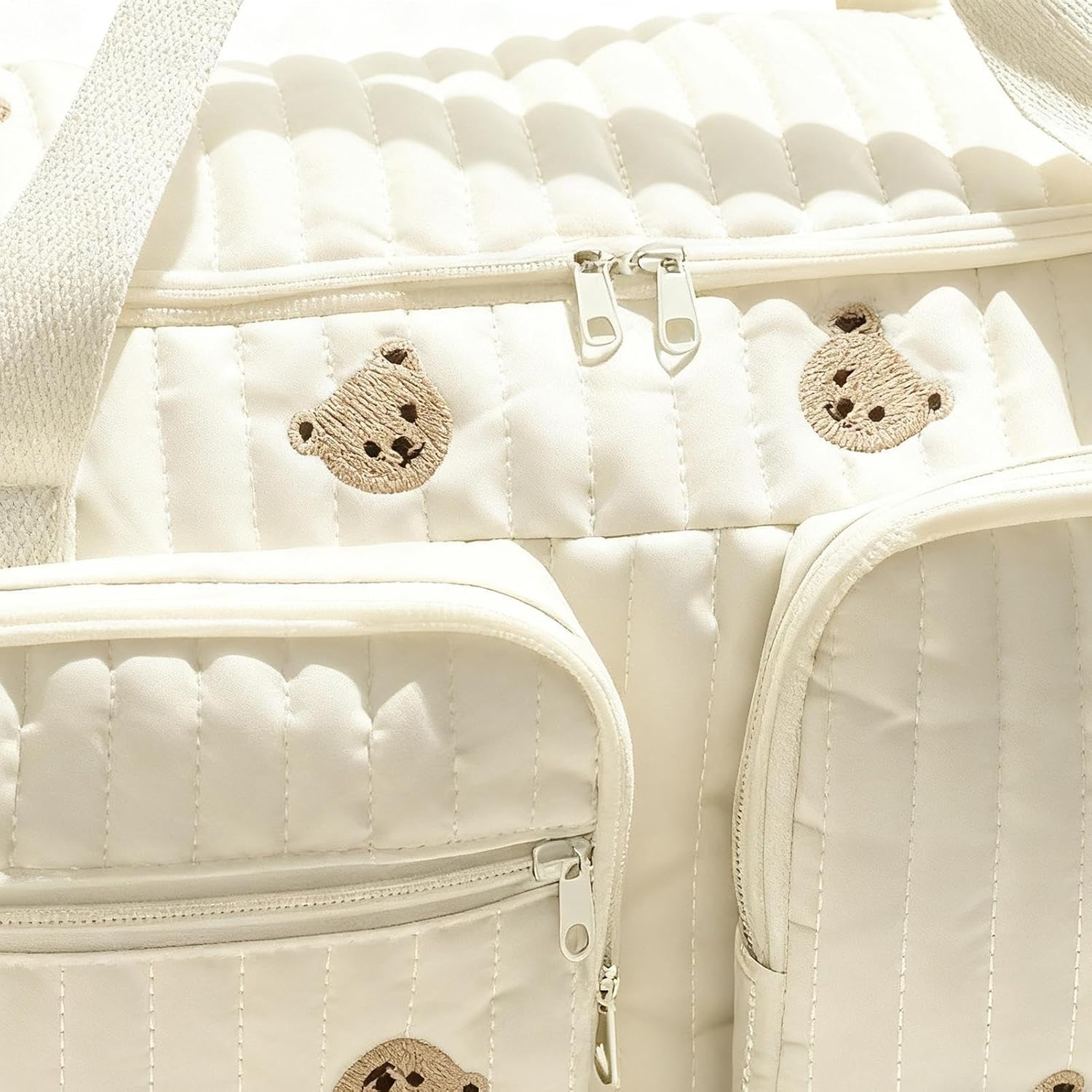 Diaper Bag - Cartoon Bear Diaper Bag with Compartment, Large Capacity Nappy Pouch, Multiple Storage Sections, Easy Organization Gear, for Travel Camping Home Shopping Commuting Work Hospital
