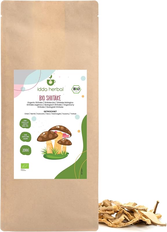 Funghi Shiitake Secchi BIO 200g, Funghi Shiitake Biologici Interi per Cucinare