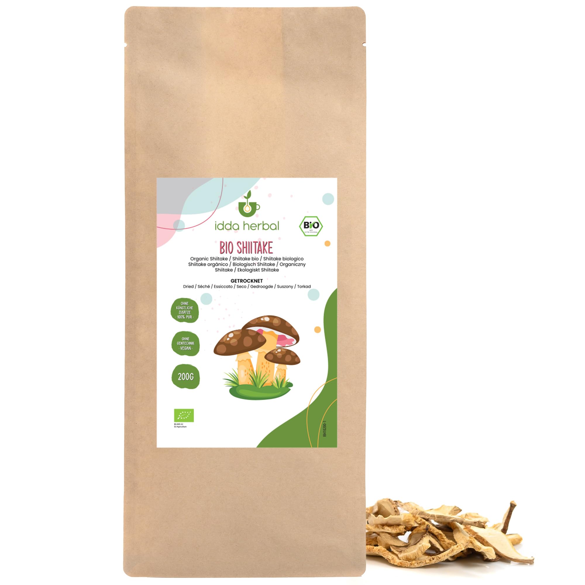 Shiitake Bio Champignons 200g, Champignon Shiitake Séchés Biologiques pour la Cuisine