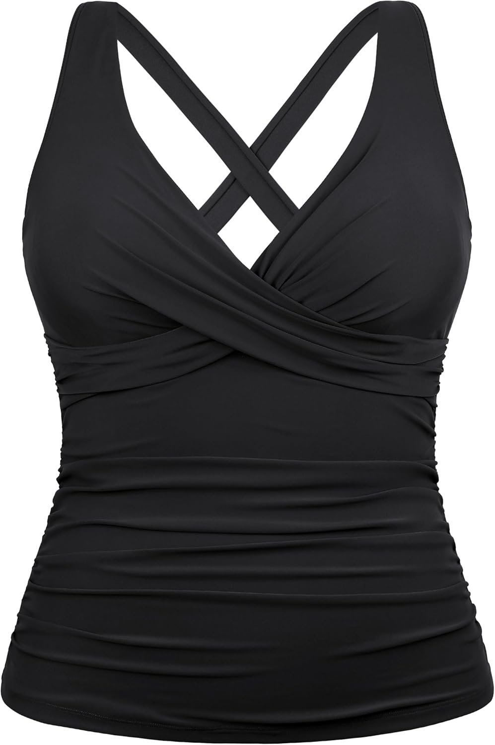 Hilor Women's Underwire Tankini Top Tummy Control Bathing Suits Sexy V Neck Crossover Swim Top Only - Image 5