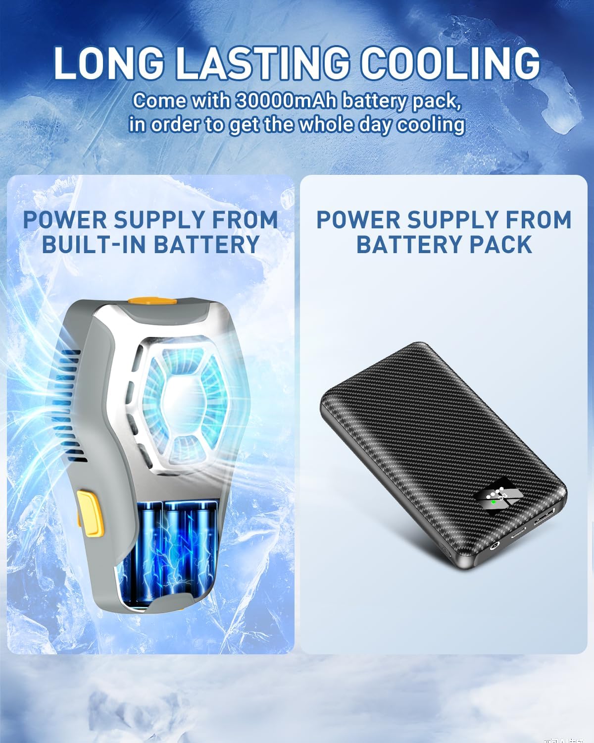 Portable Cooling Vest with 30000mAh Battery, Wearable Cooler with Chest Pack, Lightweight Heat Relief Gear