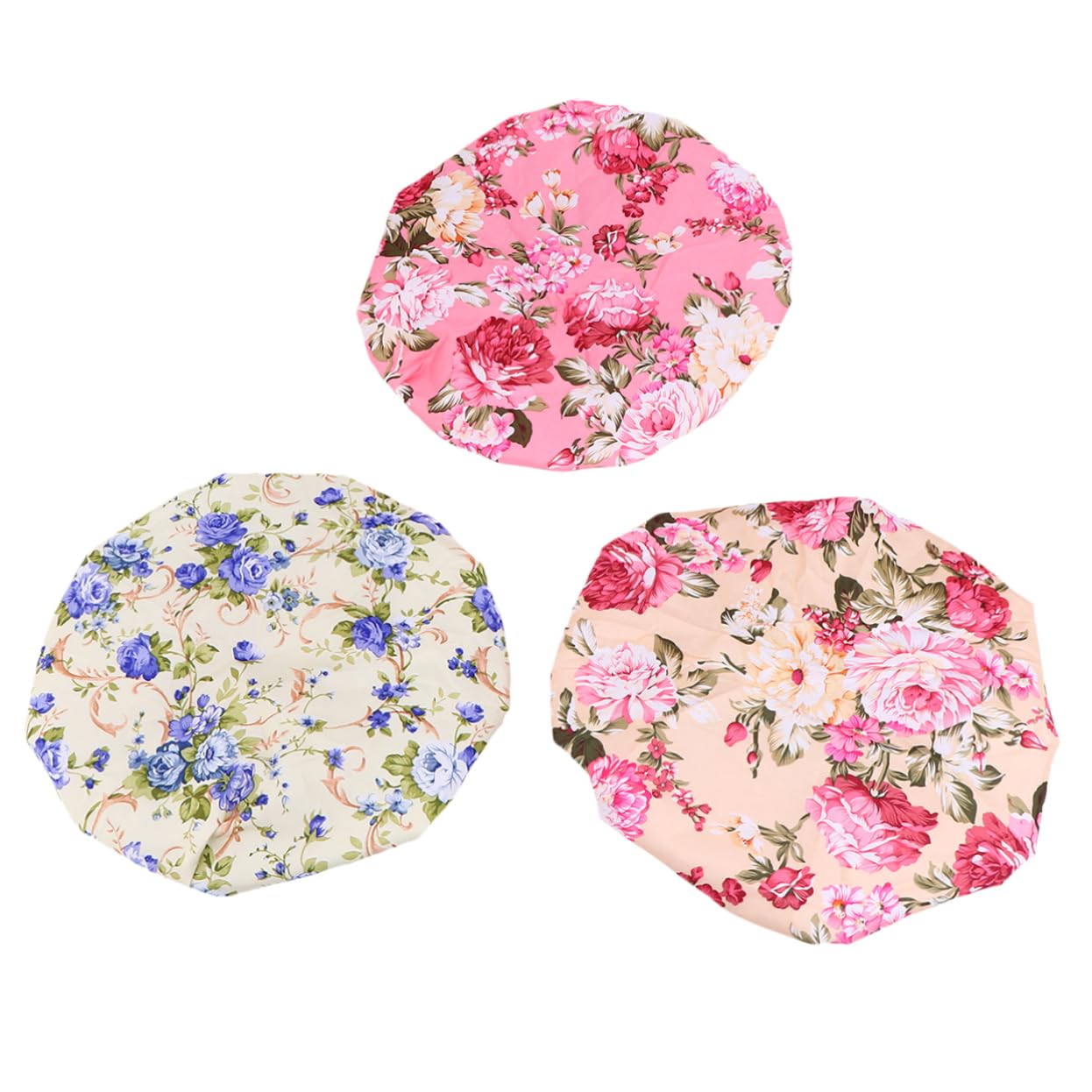 Healeved 9stücke Wasserdichte Duschhaube Mit Doppelter Schicht Stylische Badekappen Für Damen Und Mädchen Blume Rosa Blume Aprikose Aus Peva