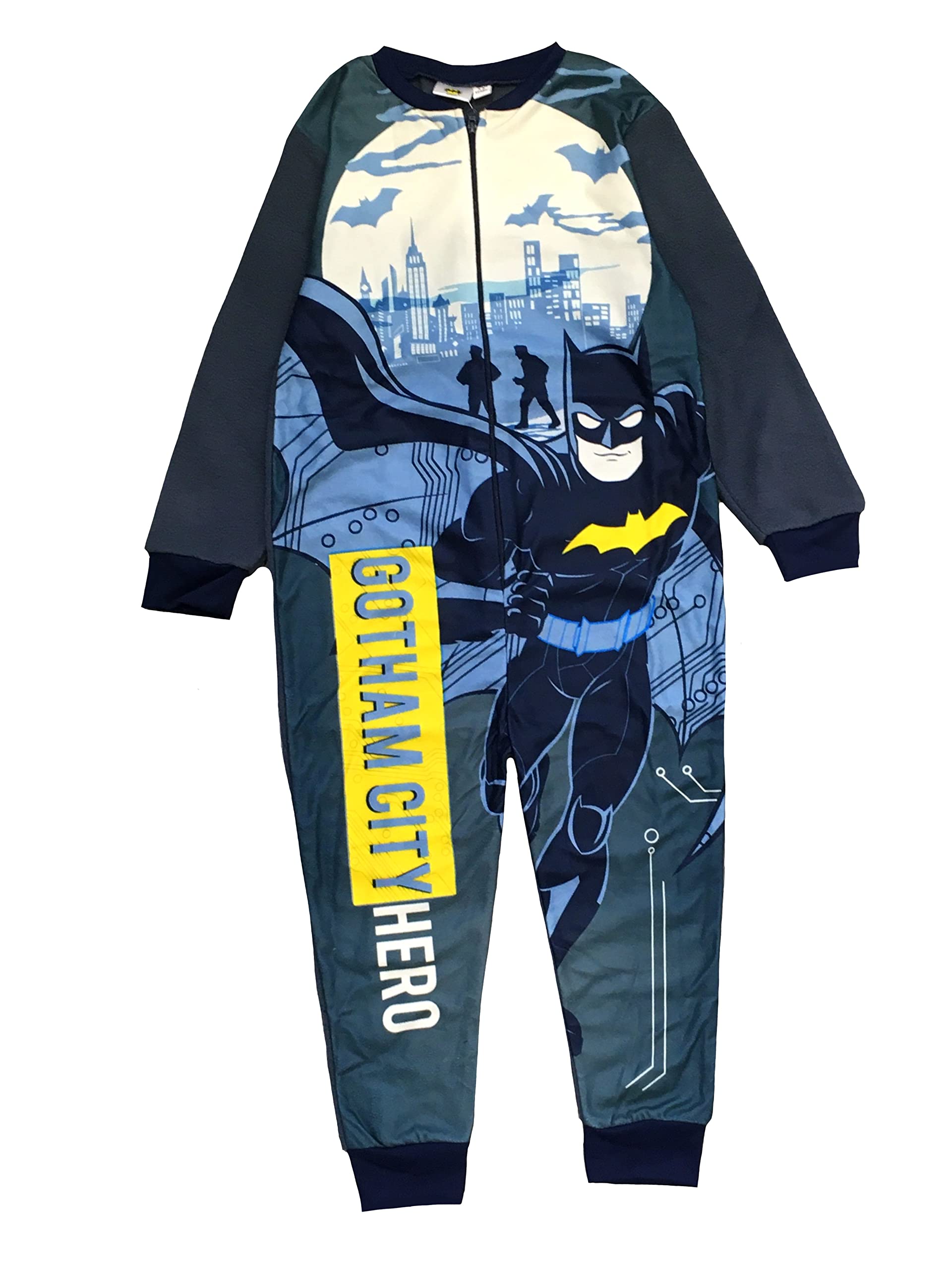 DC ComicsBatman Boys Onesie, Sleepsuit, All in One Pyjamas, Blue/Grey, Age 3-10 Years
