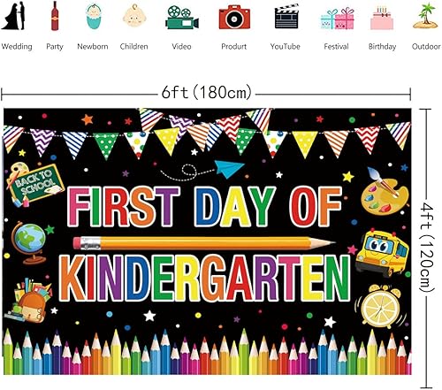 Miniatura 6 de Pancarta de fondo para el primer día de jardín de infantes, grafiti colorido, primer día de escuela, cartel de bienvenida de regreso a clases,